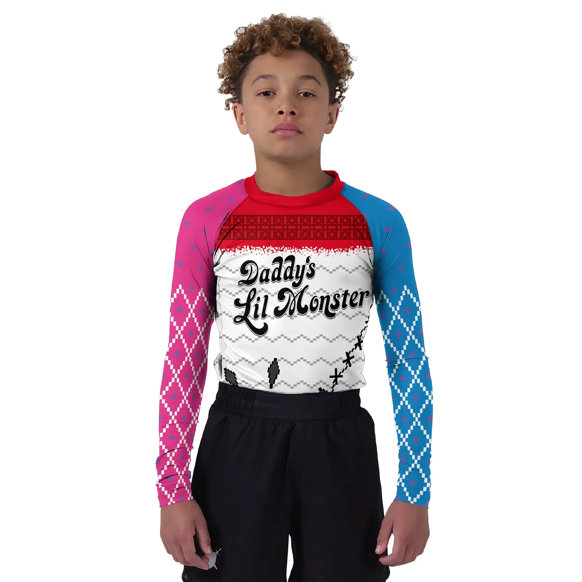 Harley Quinn Lil Monster Christmas Kids Rash Guard