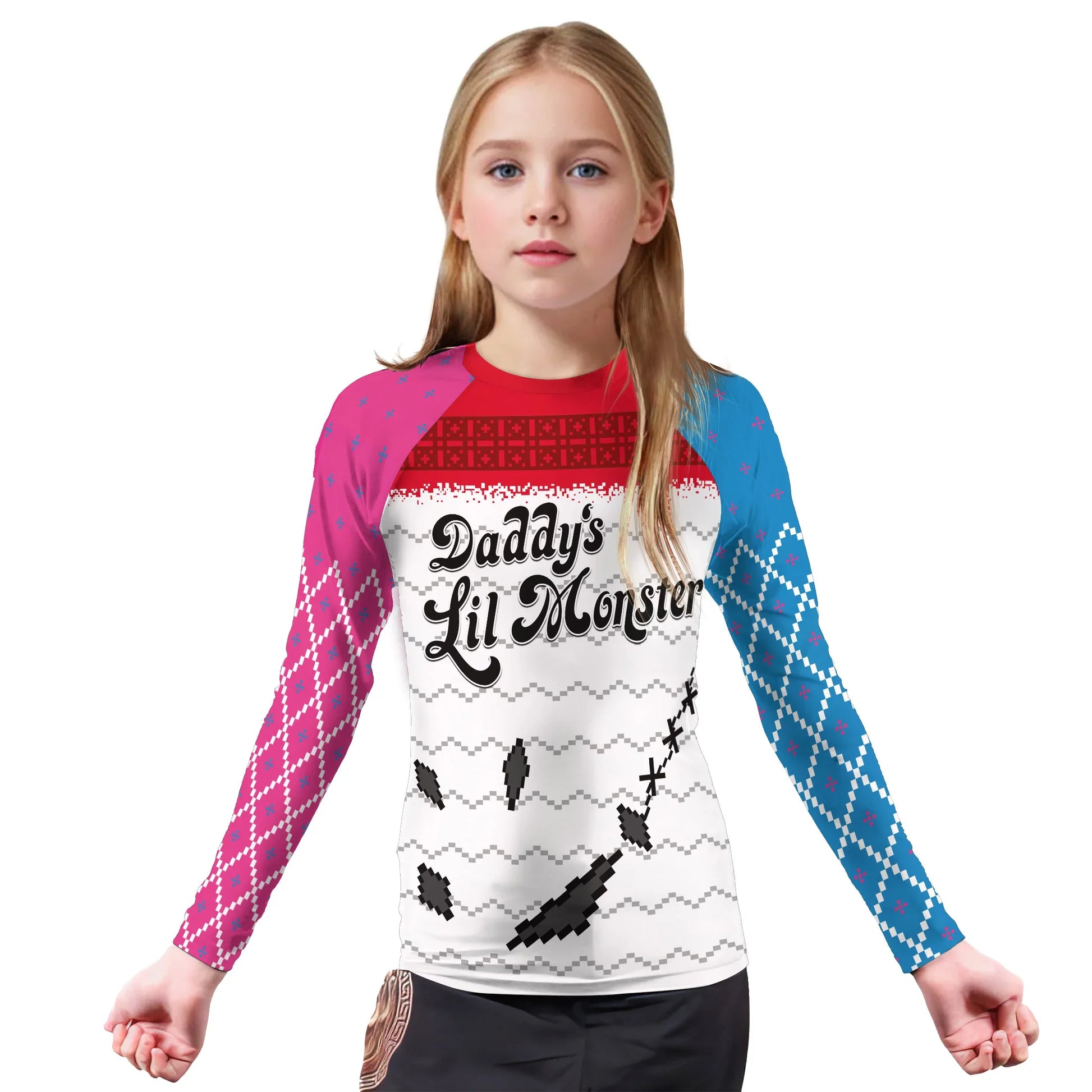Harley Quinn Lil Monster Christmas Kids Rash Guard