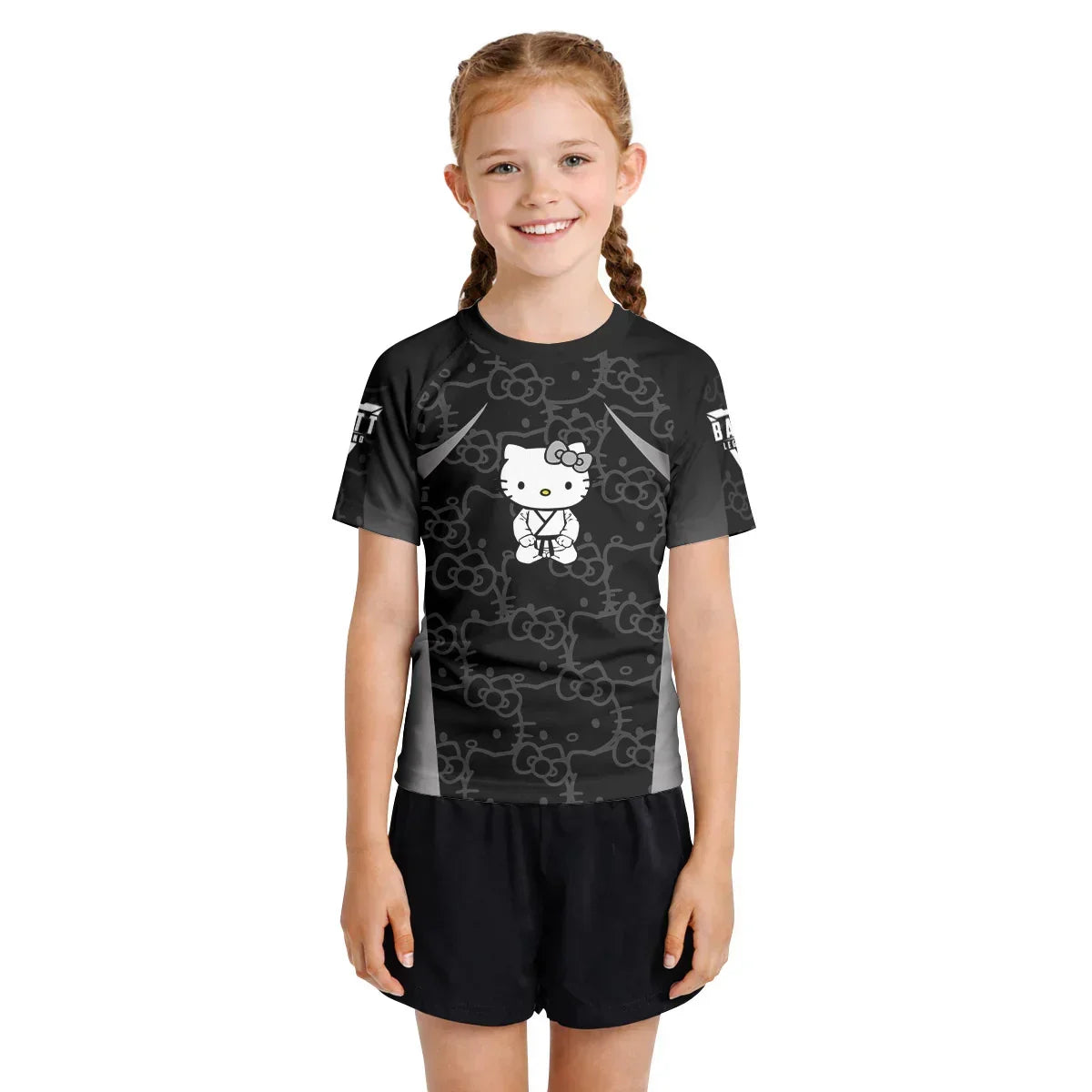 Hello Kitty Jiu Jitsu Black Kids Rash Guard