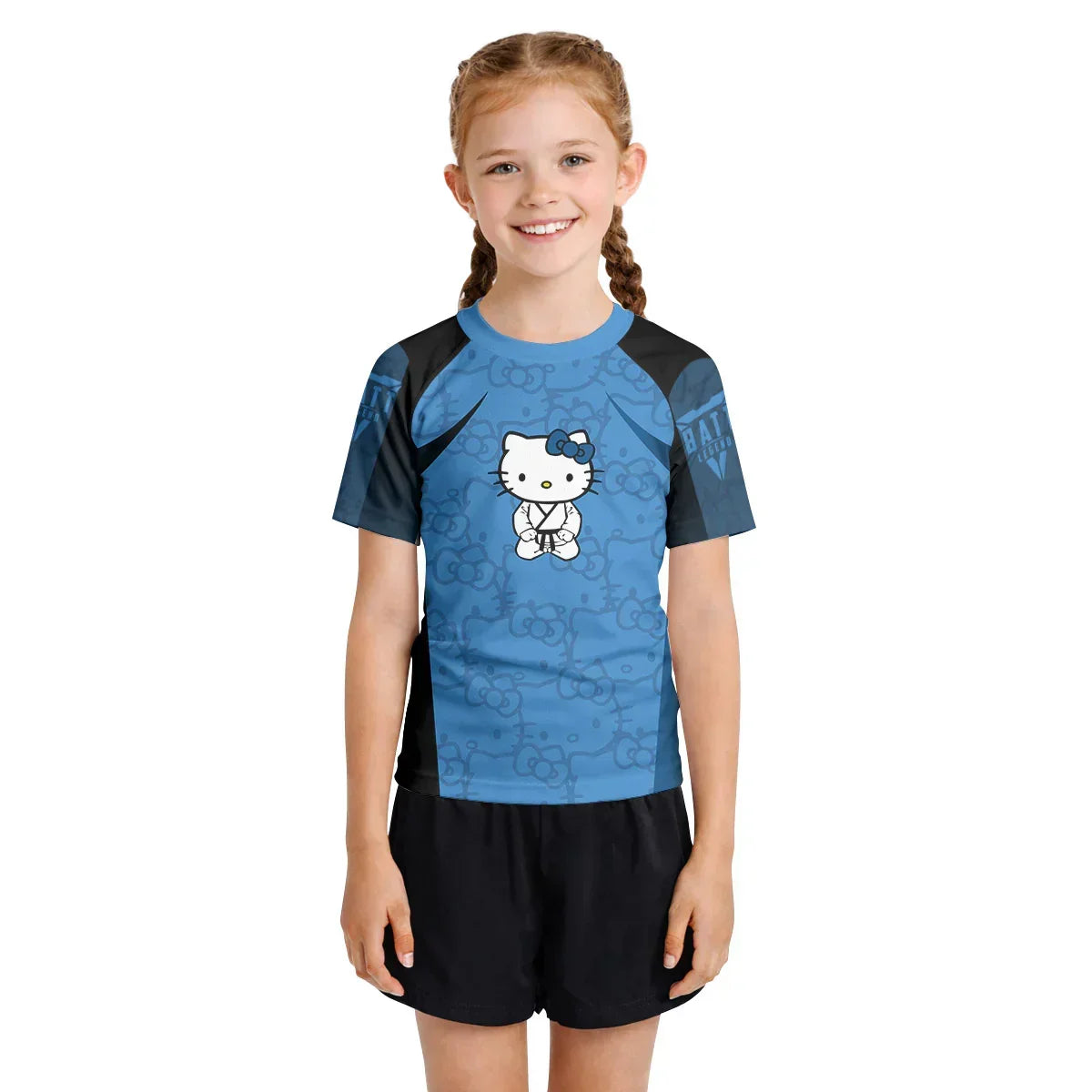 Hello Kitty Jiu Jitsu Blue Kids Rash Guard