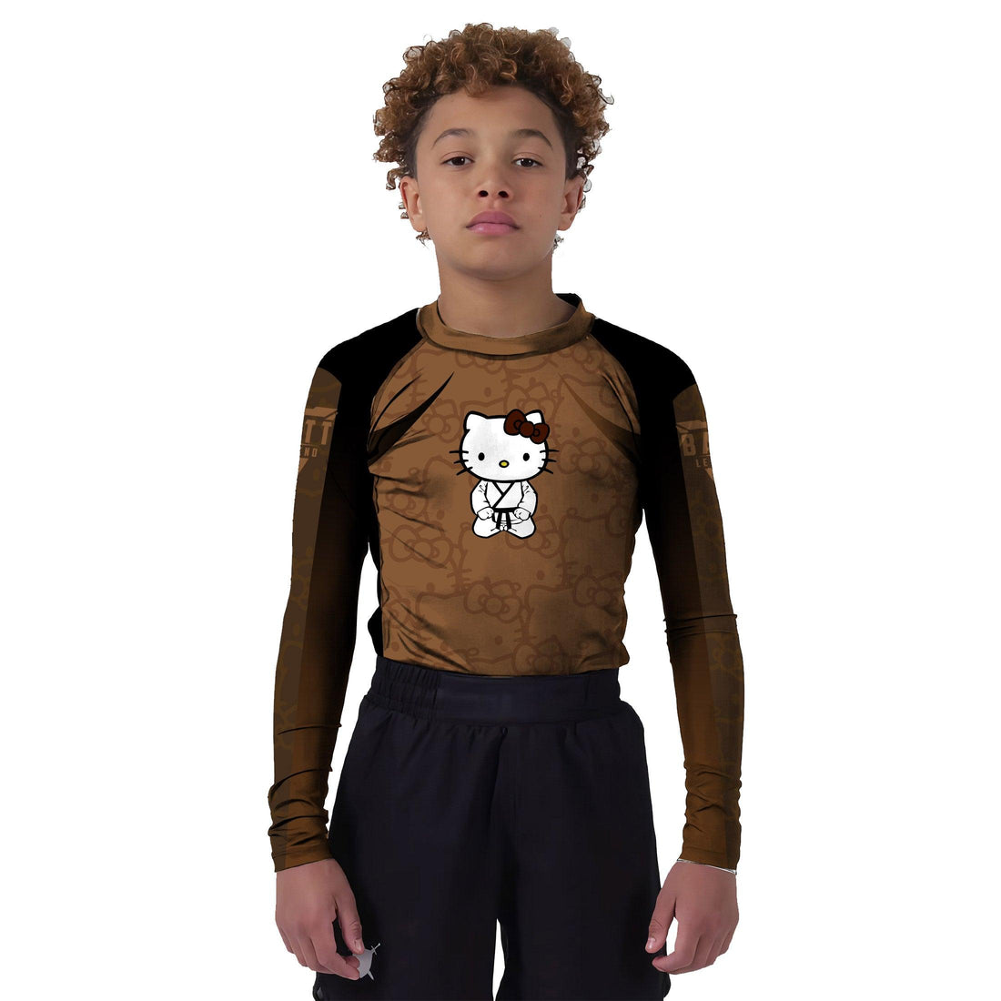 Hello Kitty Jiu Jitsu Brown Kids Rash Guard