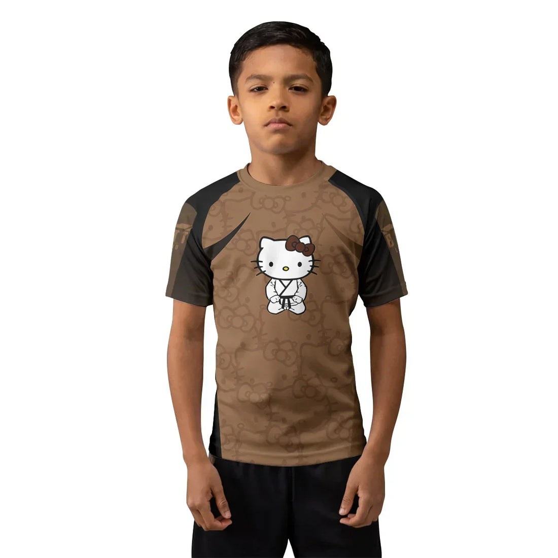 Hello Kitty Jiu Jitsu Brown Kids Rash Guard