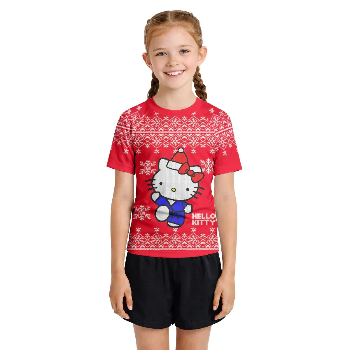 Hello Kitty Jiu Jitsu Christmas Kids Rash Guard