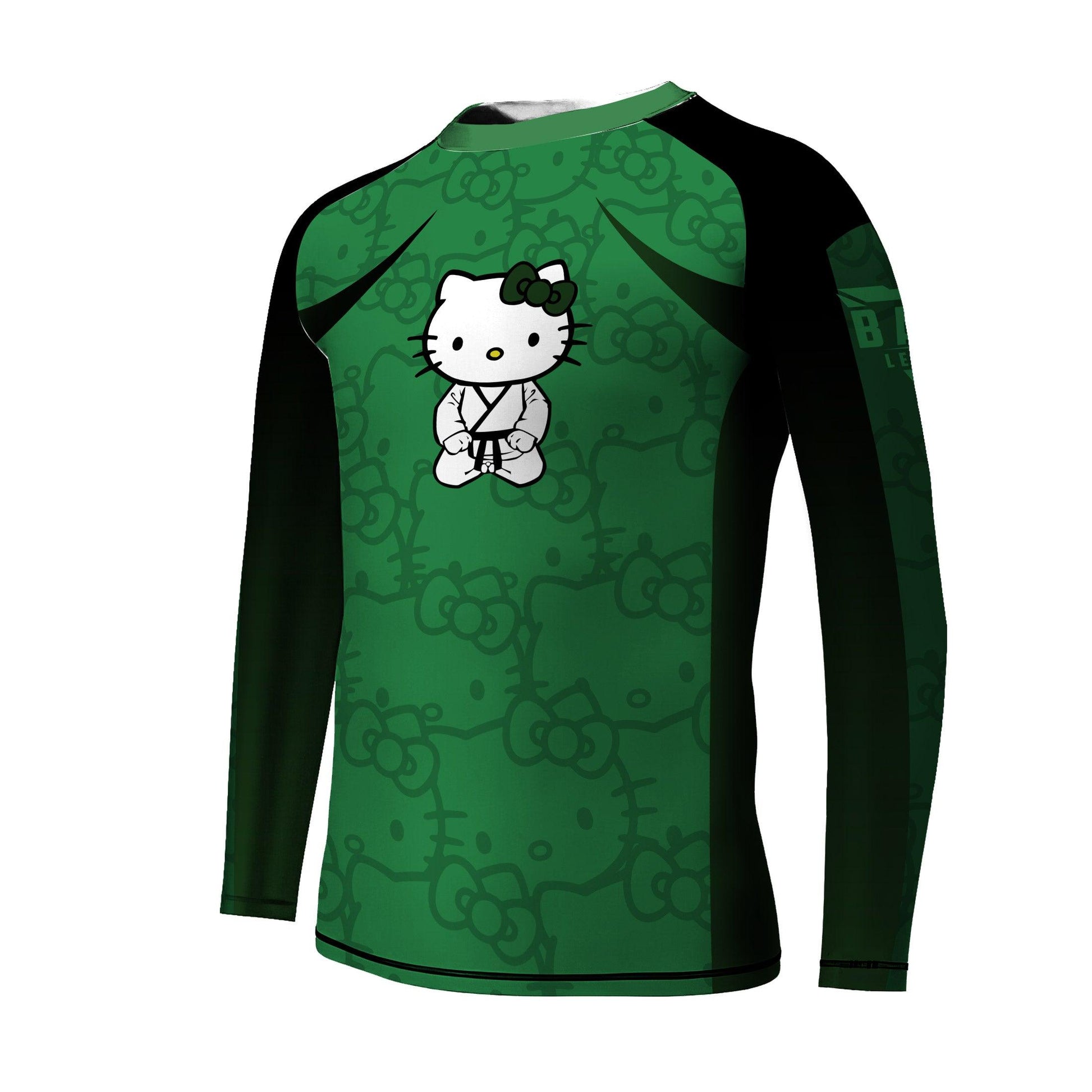 Hello Kitty Jiu Jitsu Green Kids Rash Guard