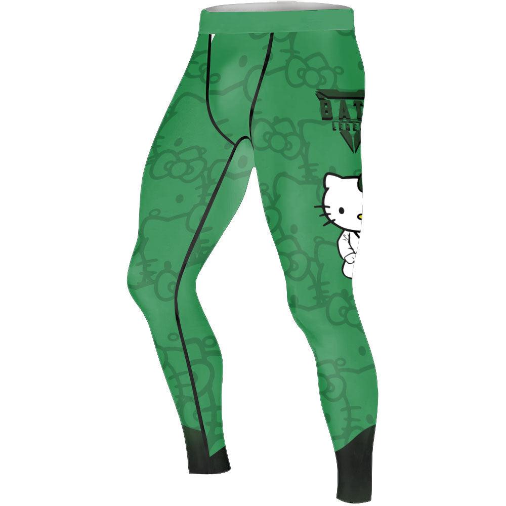 Hello Kitty Jiu Jitsu Green Men's Compression Leggings