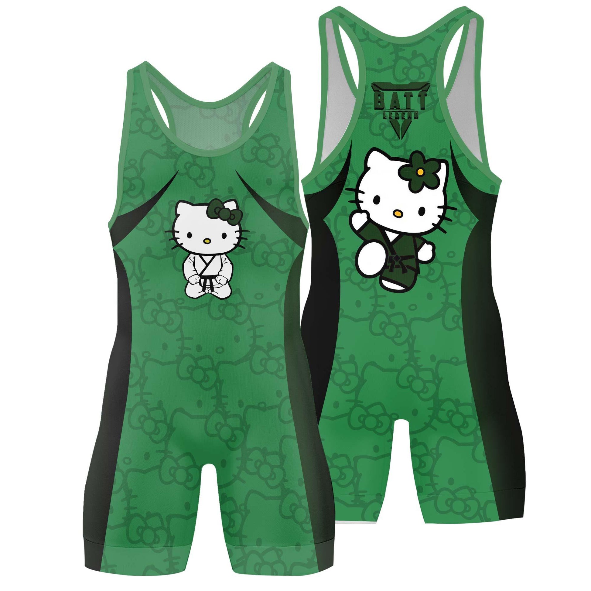 Hello Kitty Jiu Jitsu Green Wrestling Singlet