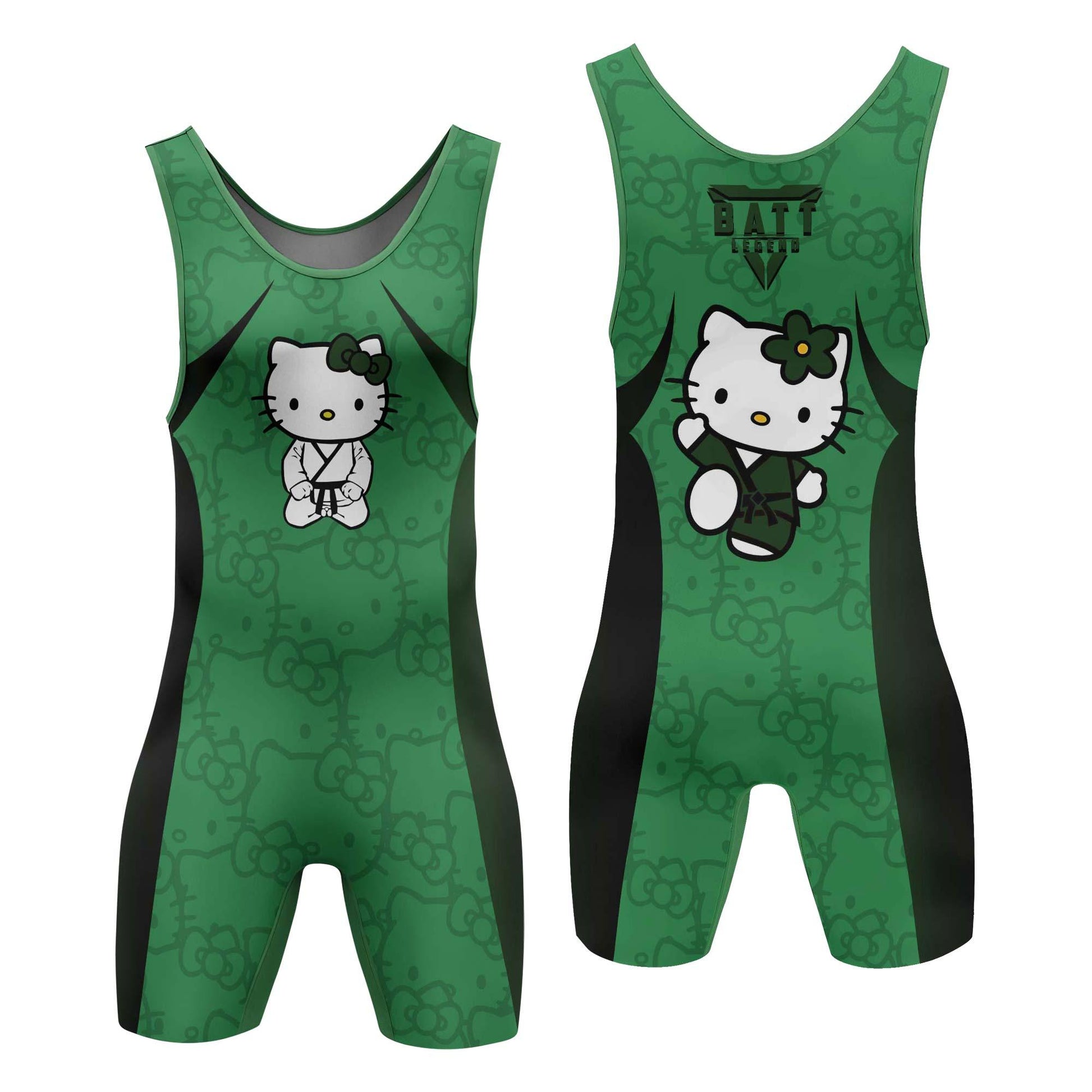 Hello Kitty Jiu Jitsu Green Wrestling Singlet