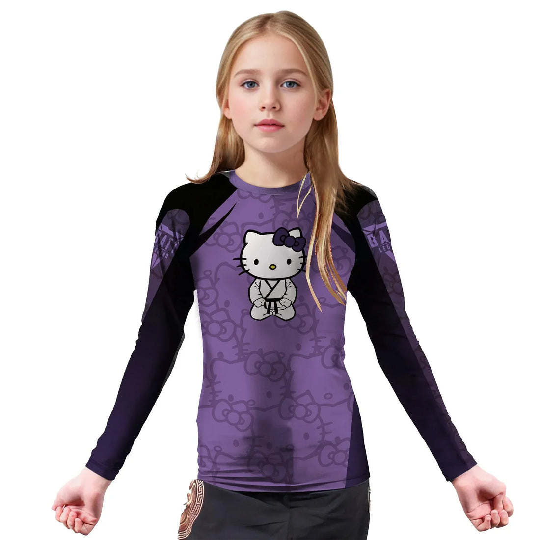 Hello Kitty Jiu Jitsu Purple Kids Rash Guard