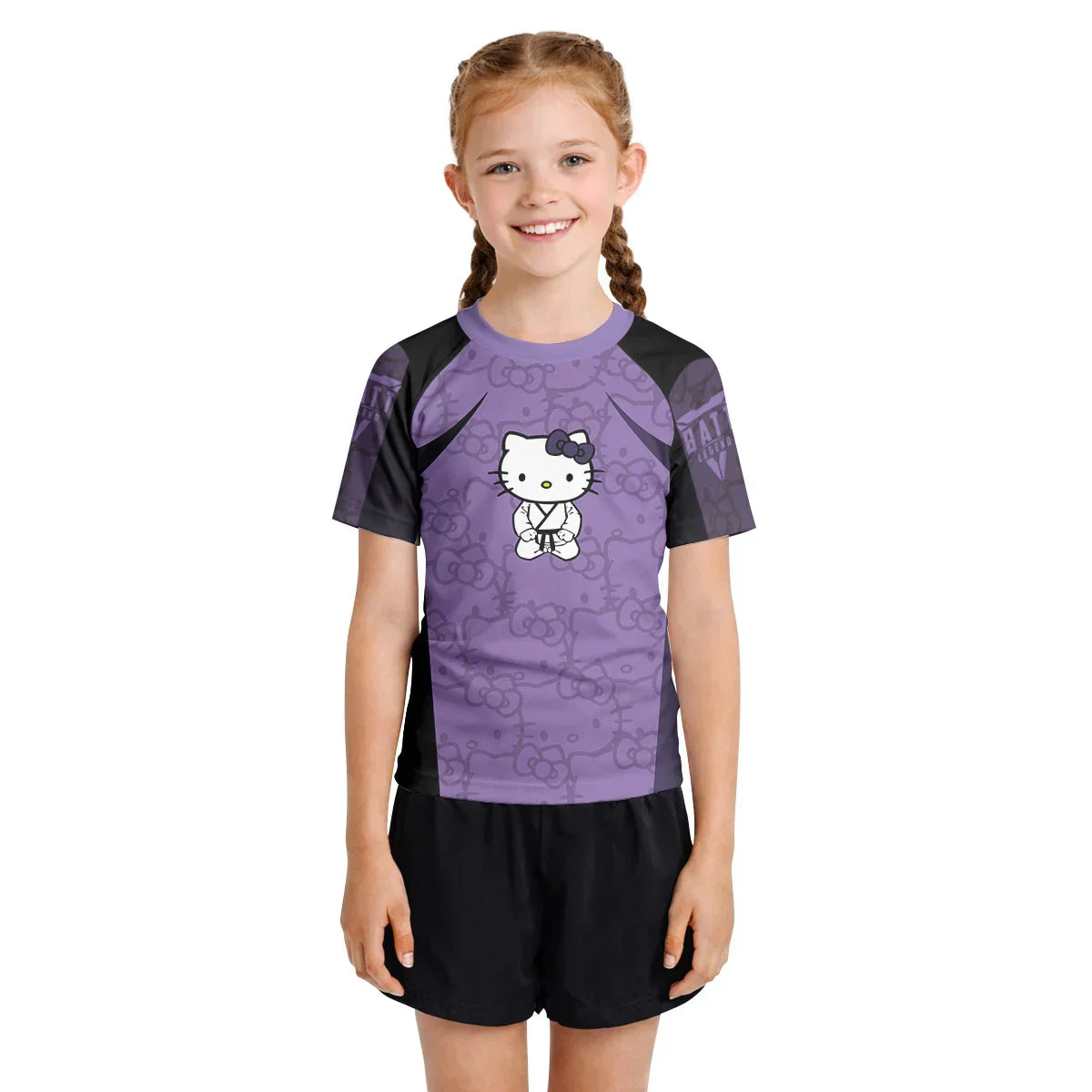 Hello Kitty Jiu Jitsu Purple Kids Rash Guard