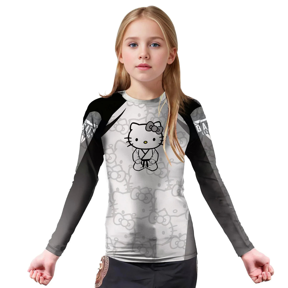 Hello Kitty Jiu Jitsu White Kids Rash Guard