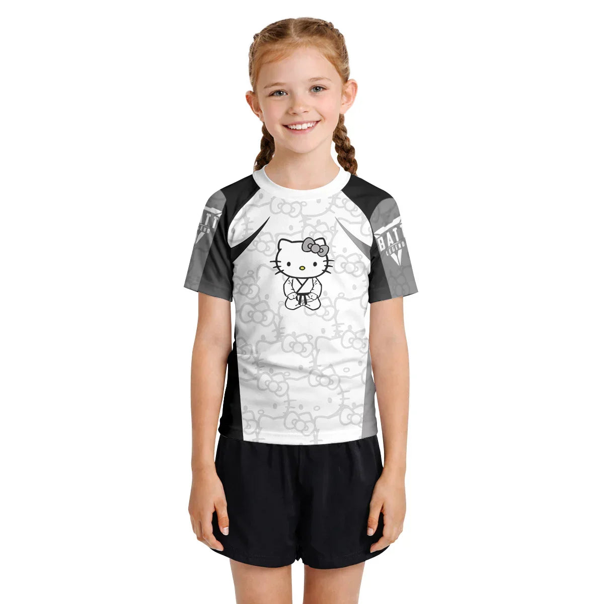 Hello Kitty Jiu Jitsu White Kids Rash Guard