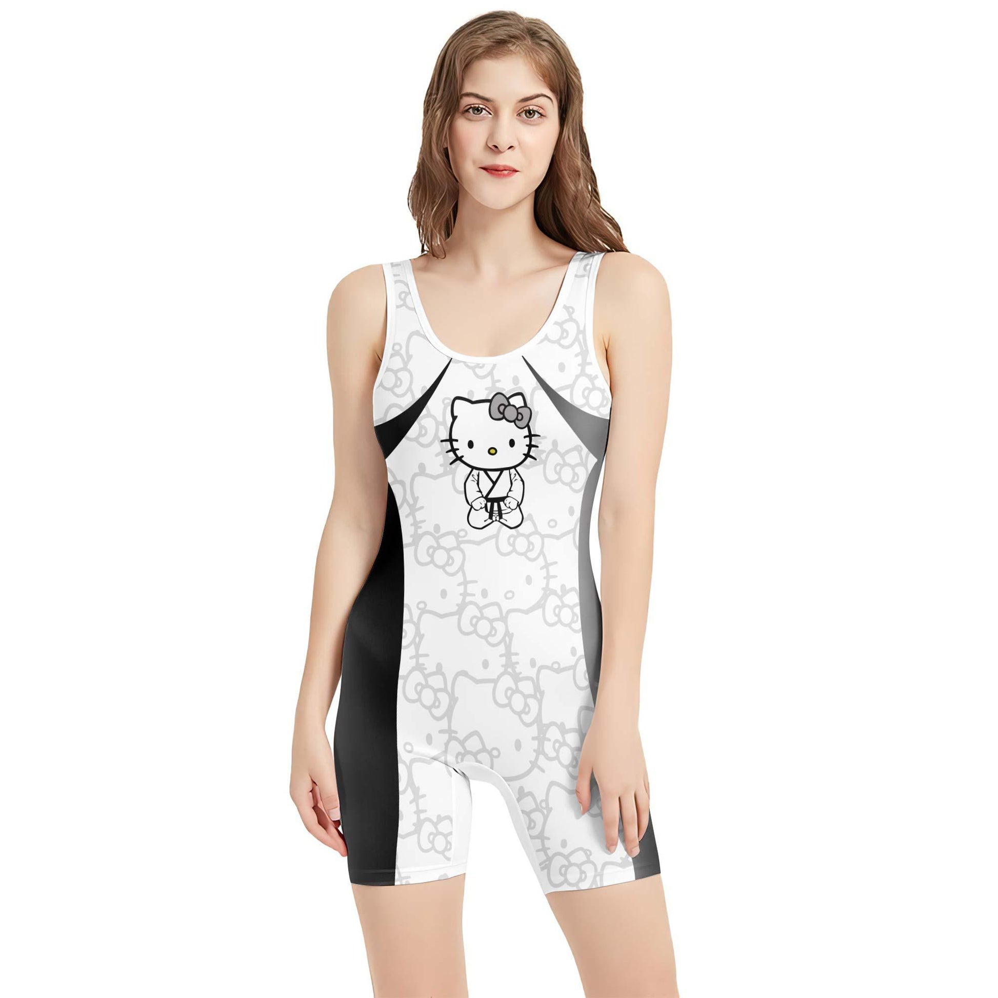 Hello Kitty Jiu Jitsu White Wrestling Singlet