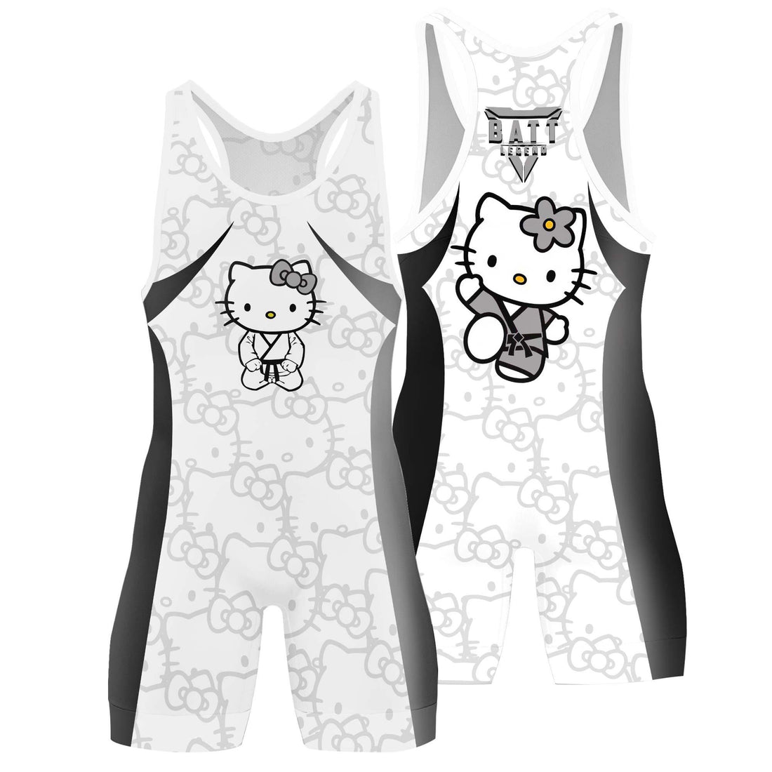 Hello Kitty Jiu Jitsu White Wrestling Singlet