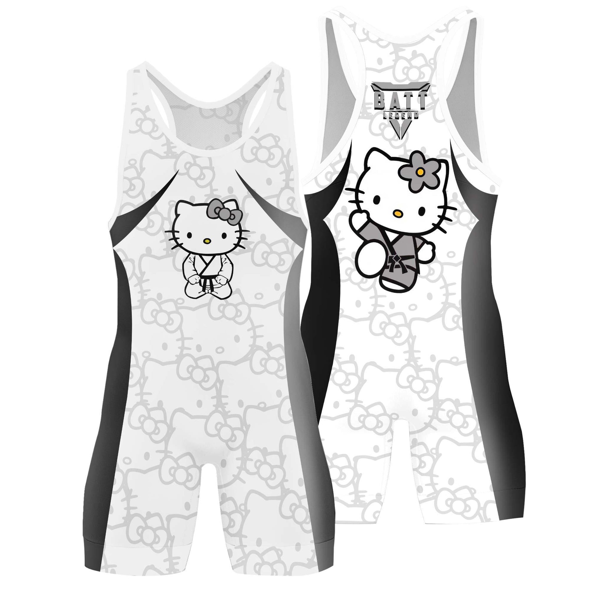 Hello Kitty Jiu Jitsu White Wrestling Singlet