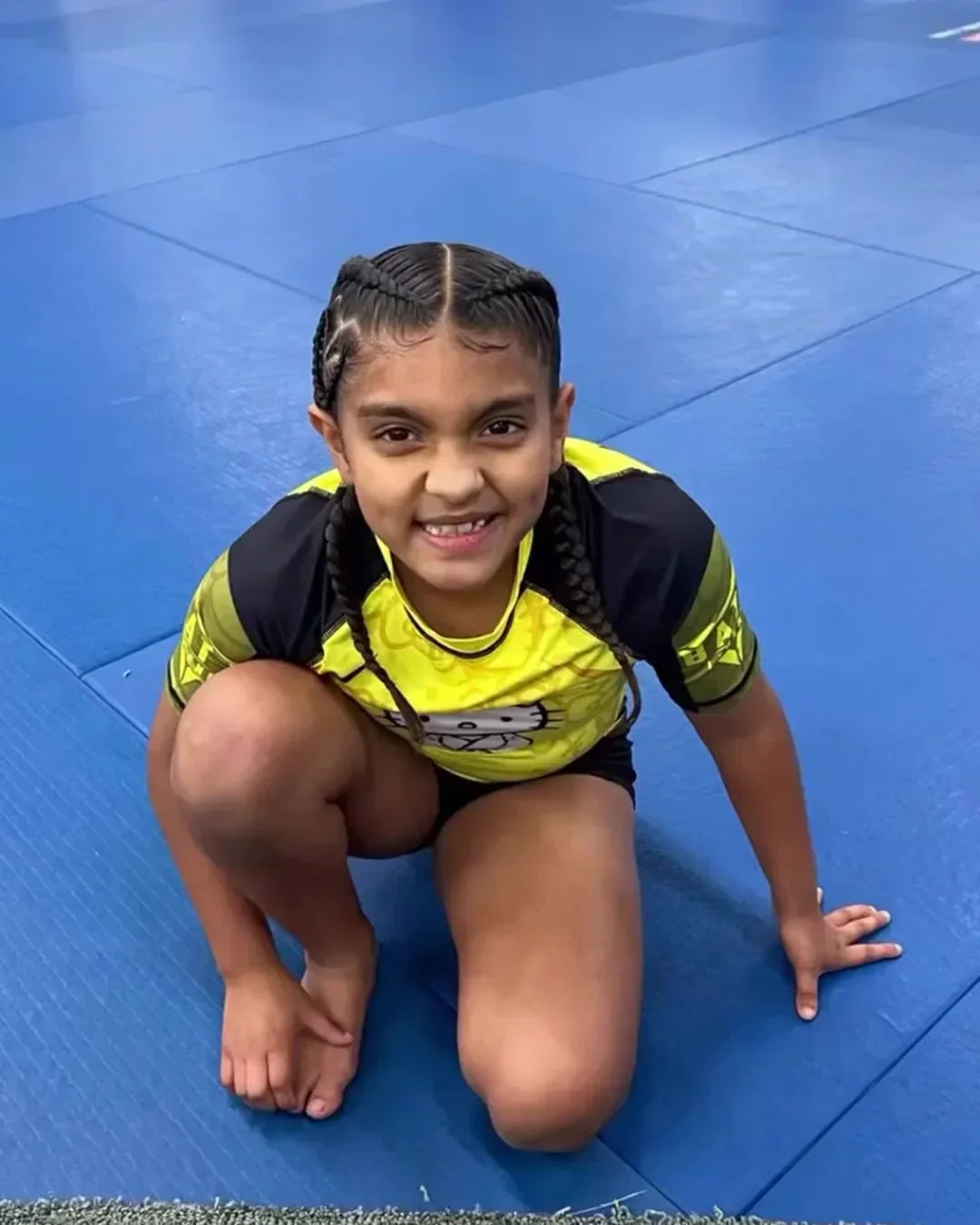 Hello Kitty Jiu Jitsu Yellow Kids Rash Guard