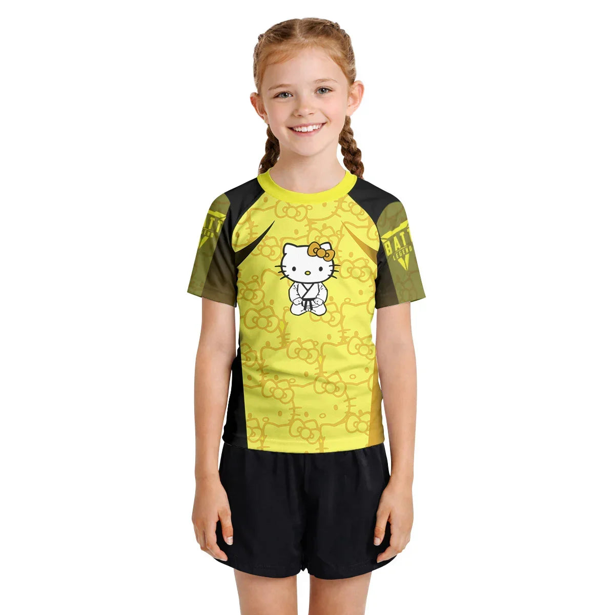 Hello Kitty Jiu Jitsu Yellow Kids Rash Guard