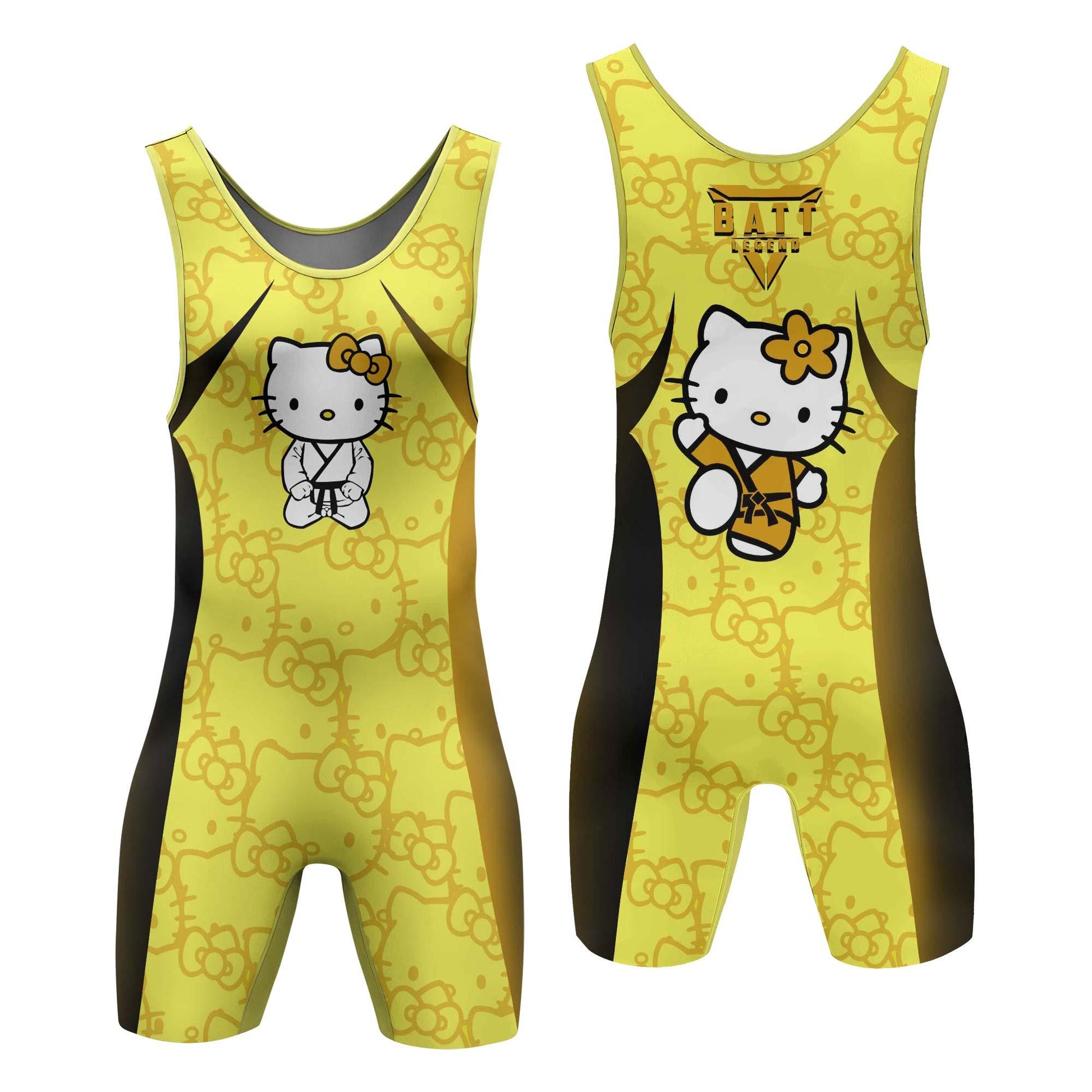 Hello Kitty Jiu Jitsu Yellow Wrestling Singlet