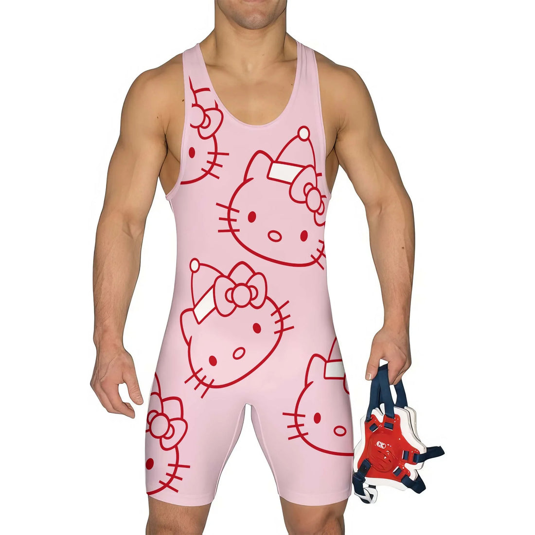 Hello Kitty Pink Santa Wrestling Singlet
