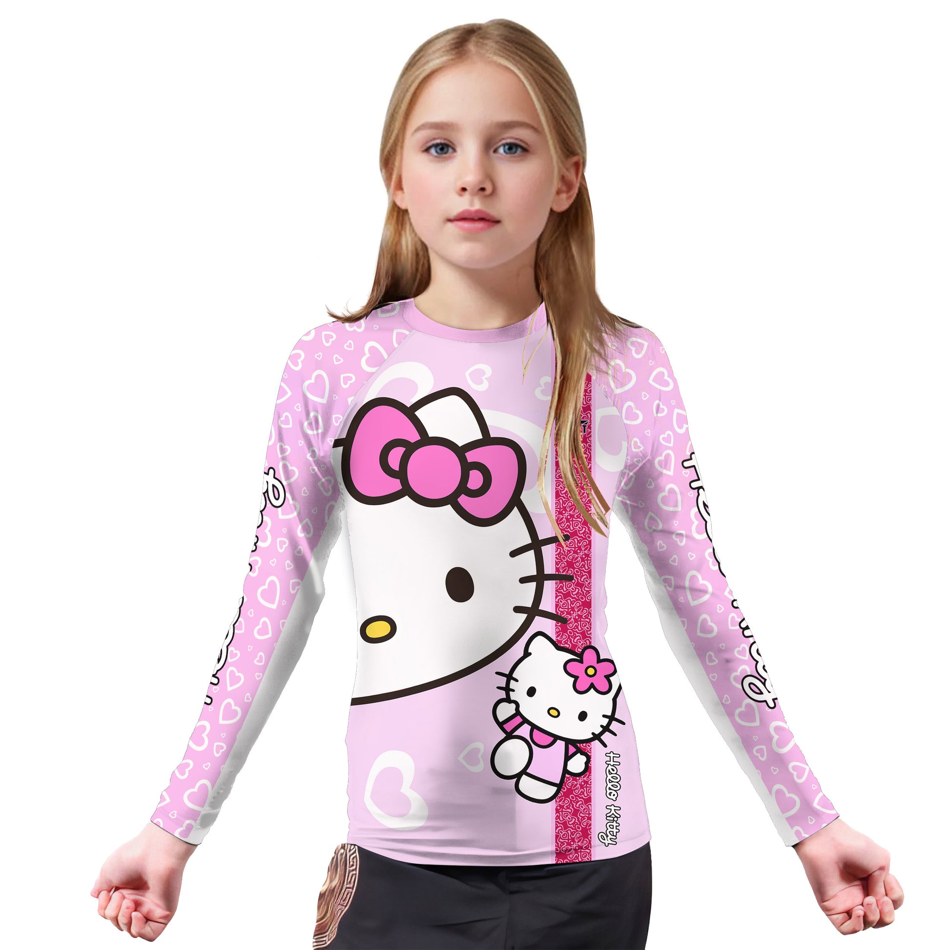 Hello Kitty Pink Stripe Kids Rash Guard