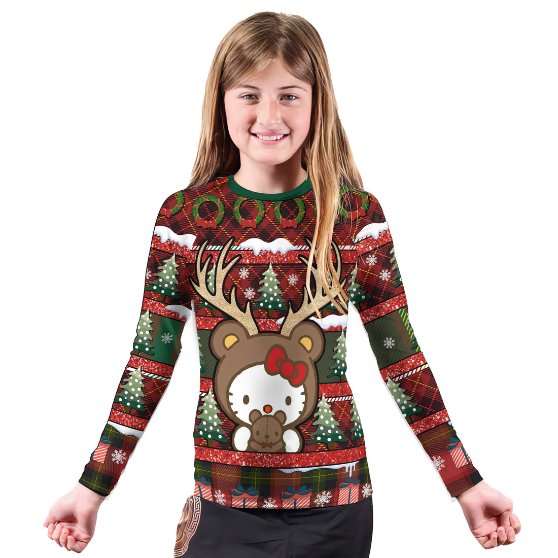 Hello Kitty Reindeer Santa Kids Rash Guard
