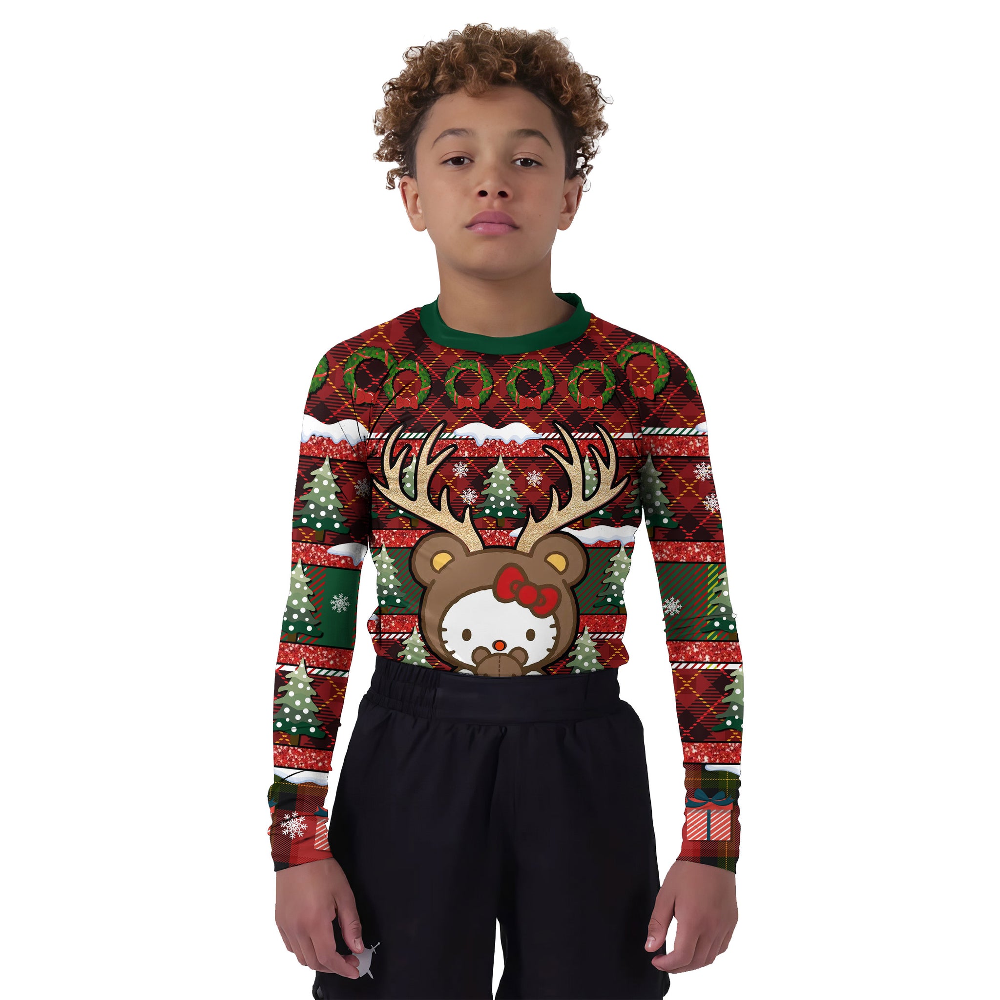 Hello Kitty Reindeer Santa Kids Rash Guard