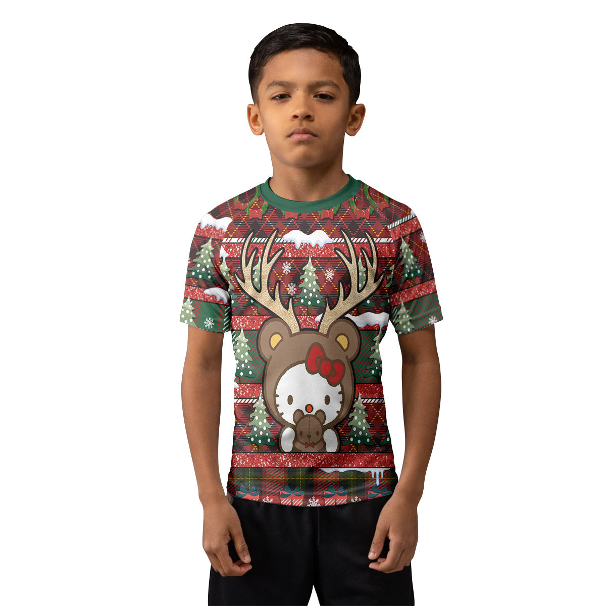 Hello Kitty Reindeer Santa Kids Rash Guard