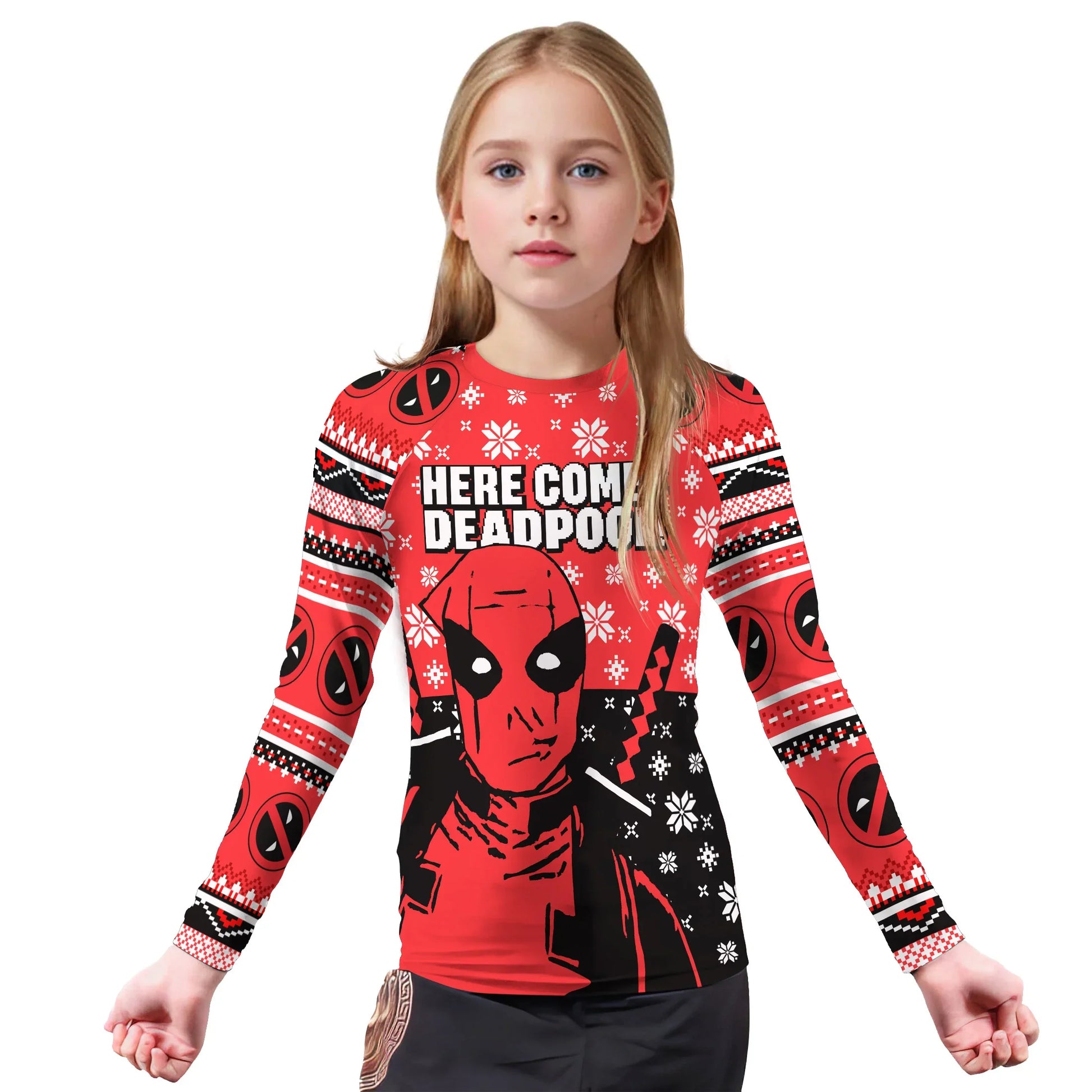Here Comes Deadpool Kids Rash Guard