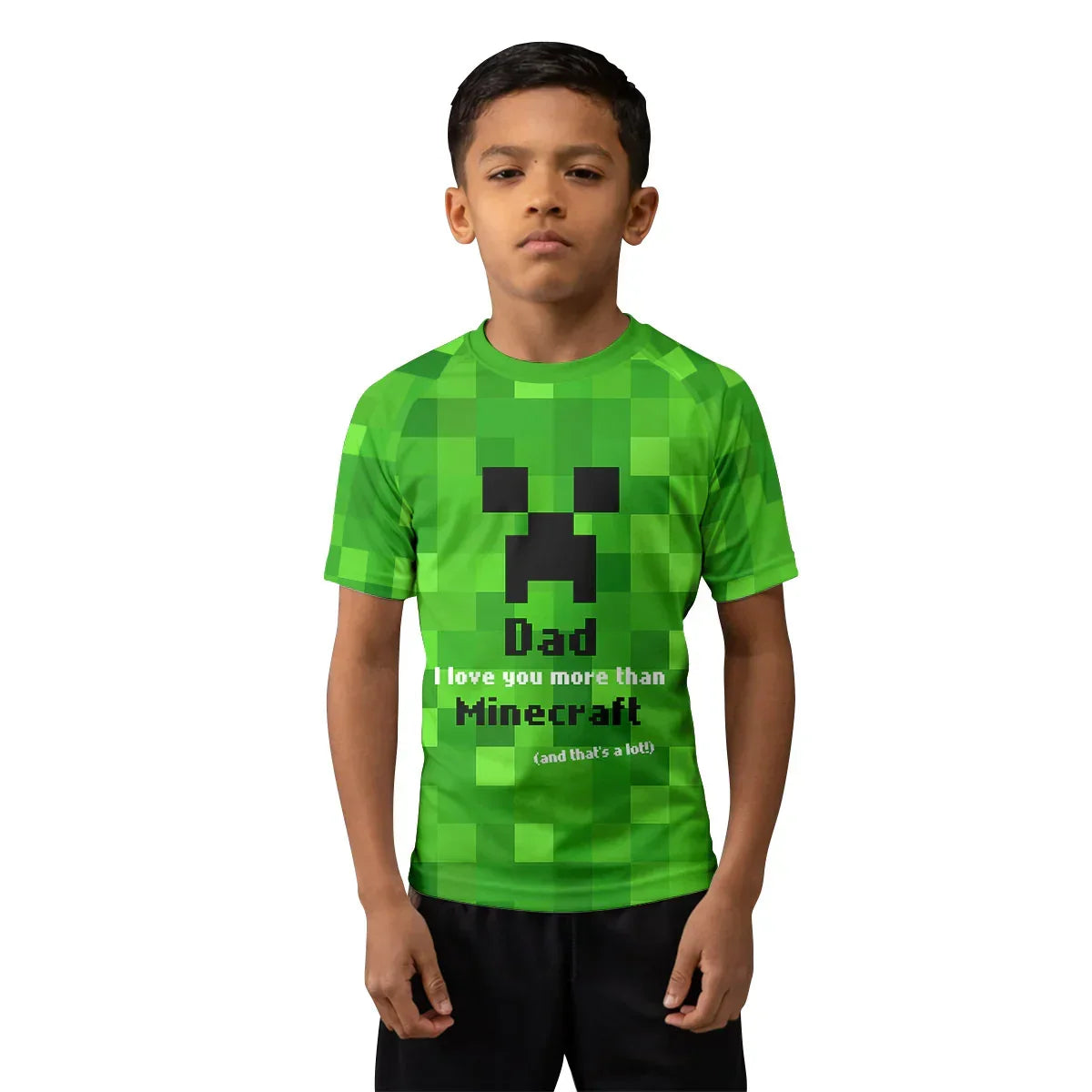 I Love My Dad More Than Minecraft Kids Rash Guard