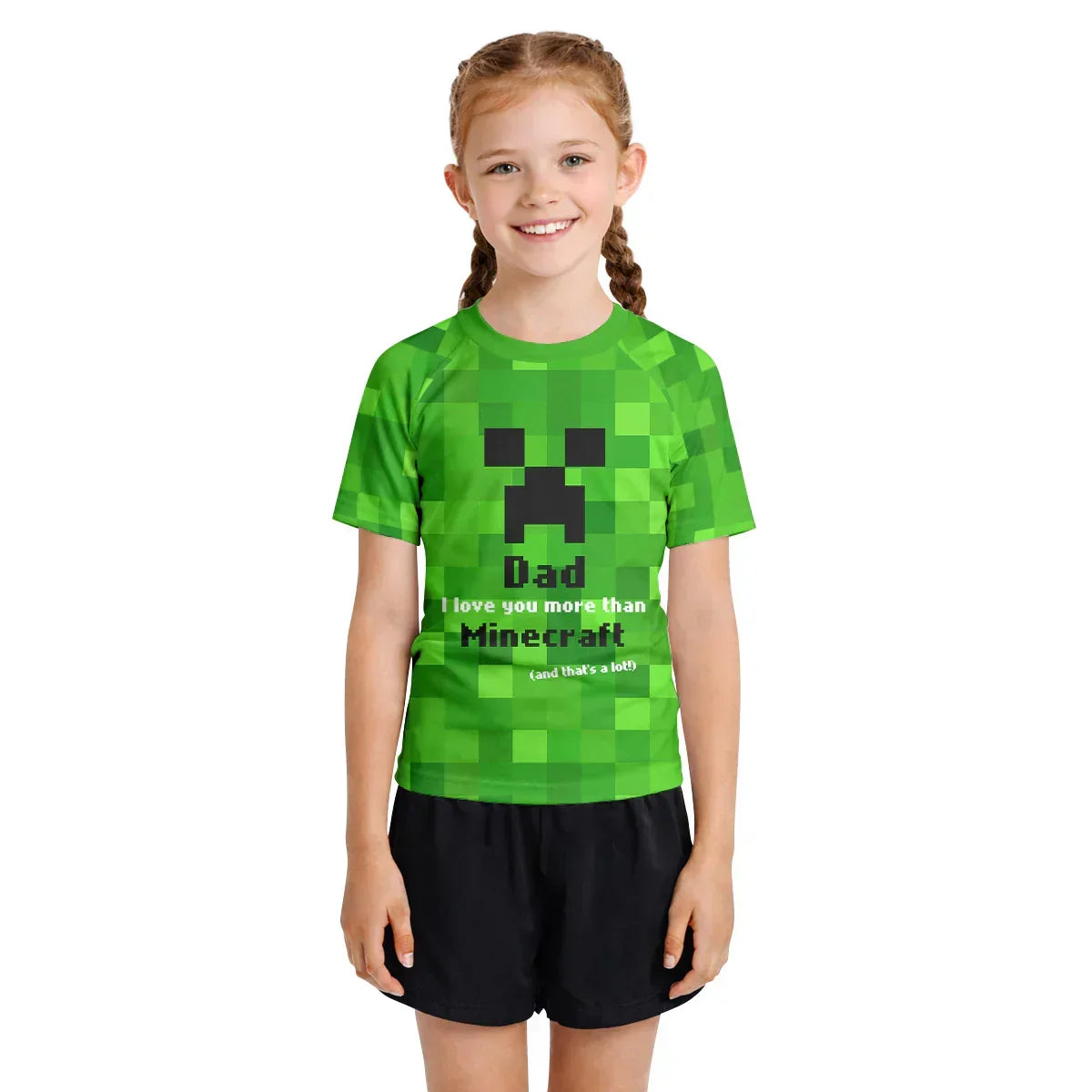 I Love My Dad More Than Minecraft Kids Rash Guard