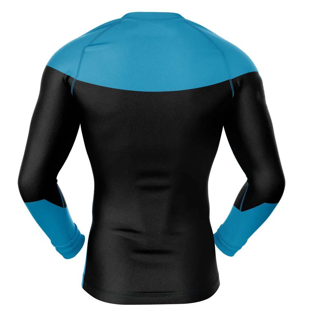 Invincible Blue Rash Guard for MMA, BJJ, and Fitness
