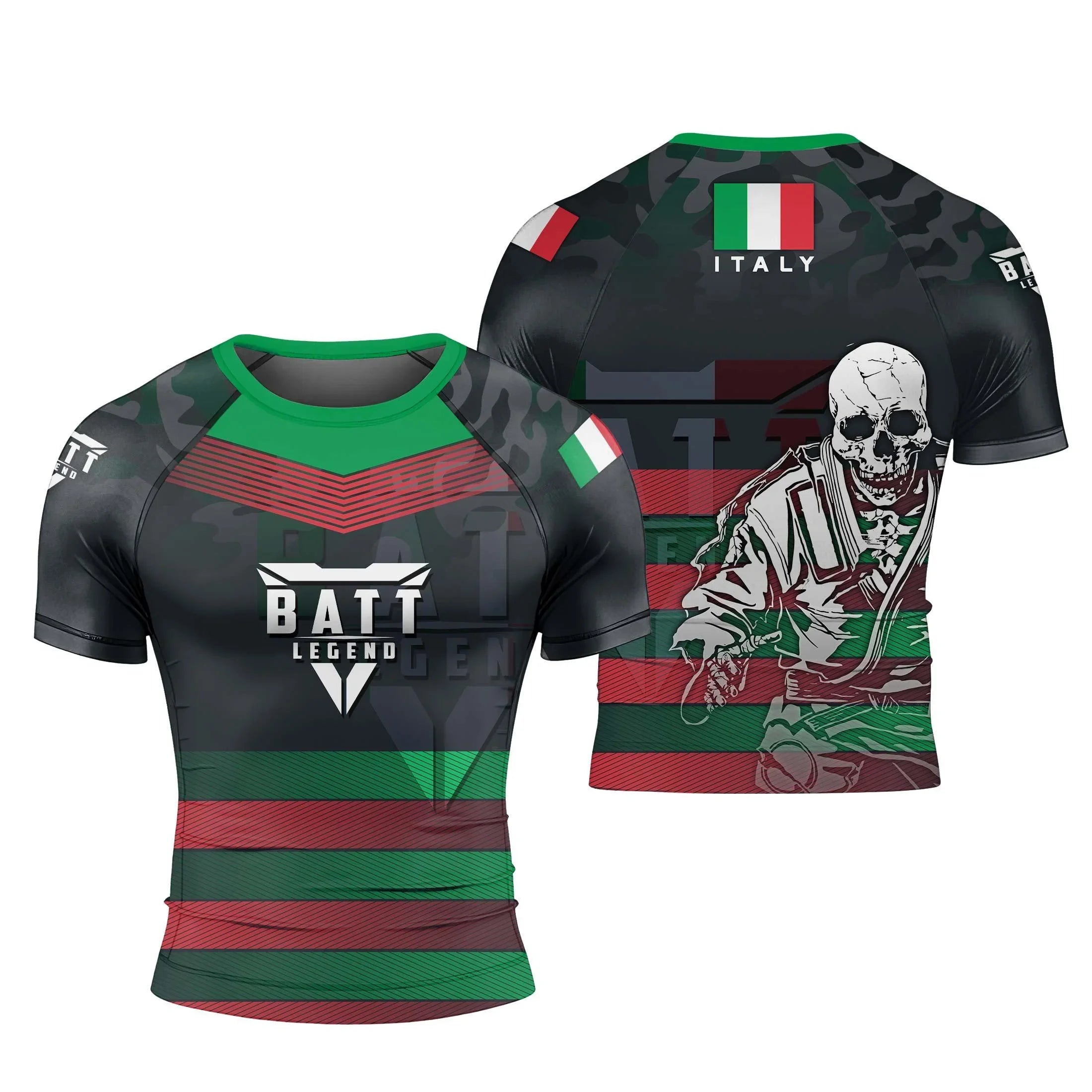 Italy Skull Fighter Rash Guard | Athletic Performance