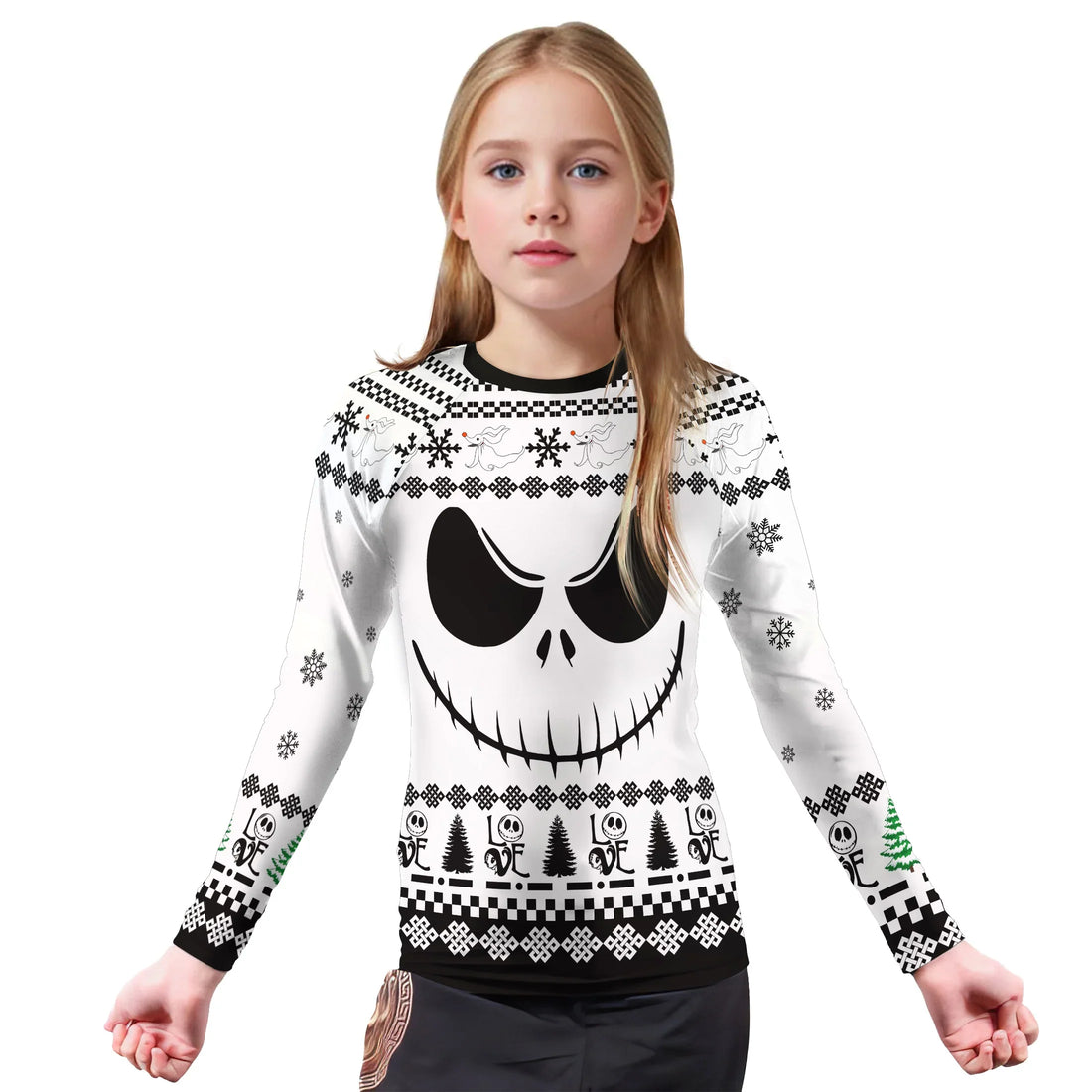Jack Skellington Face Kids Rash Guard
