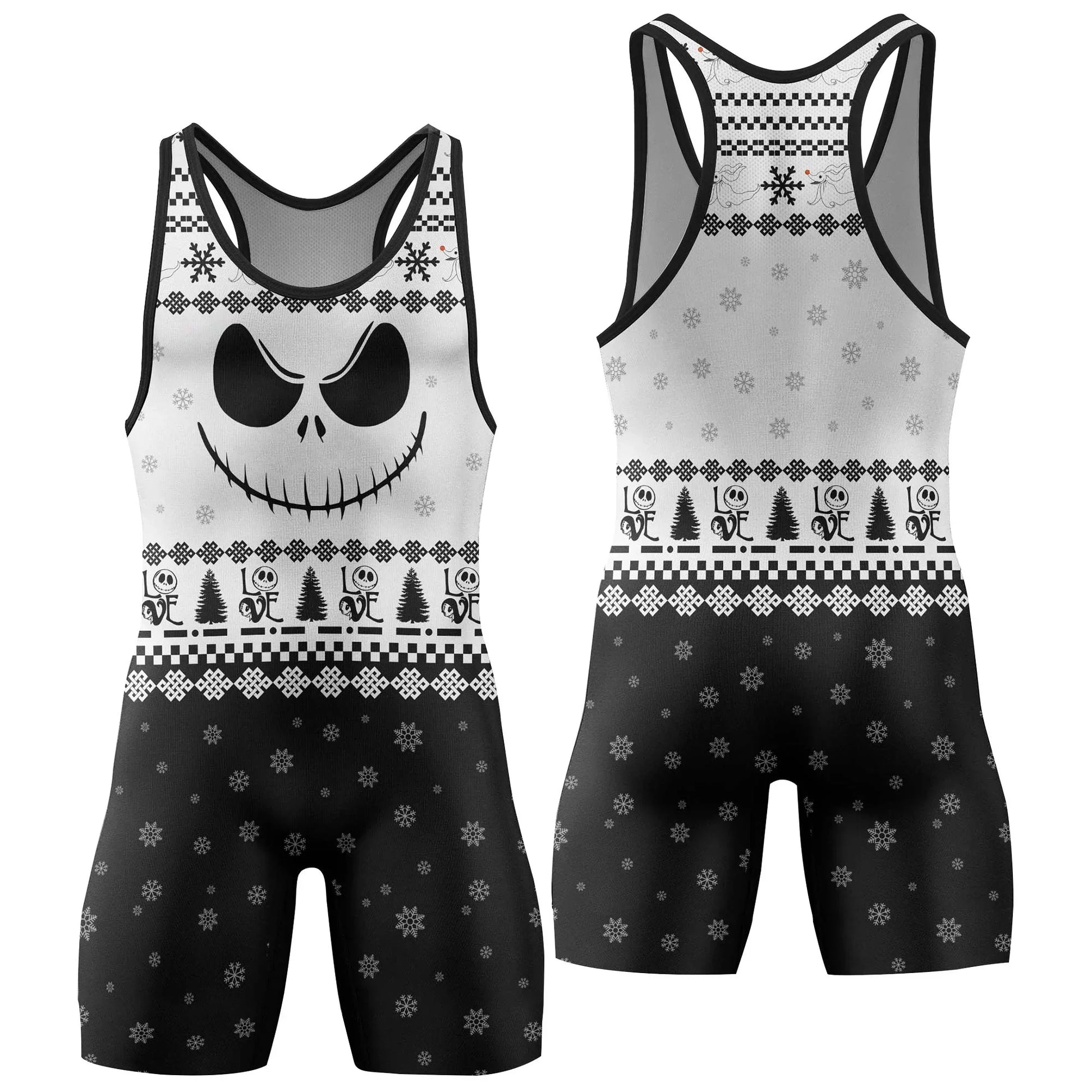 Jack Skellington Face Wrestling Singlet