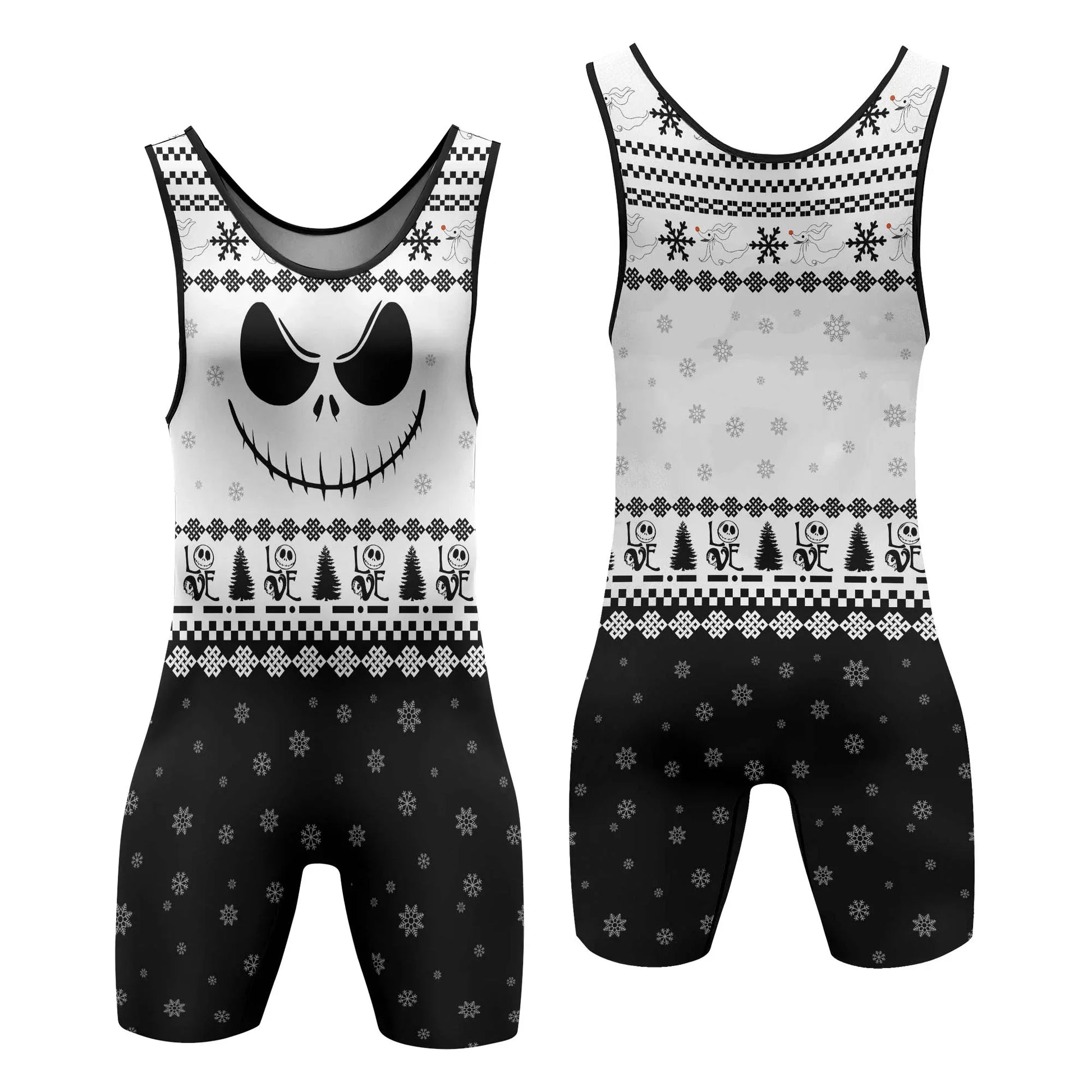 Jack Skellington Face Wrestling Singlet
