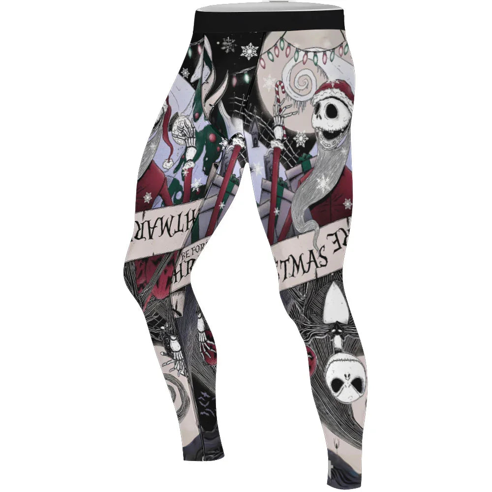 Jack Skellington Nightmare And Christmas Men's Compression Leggings