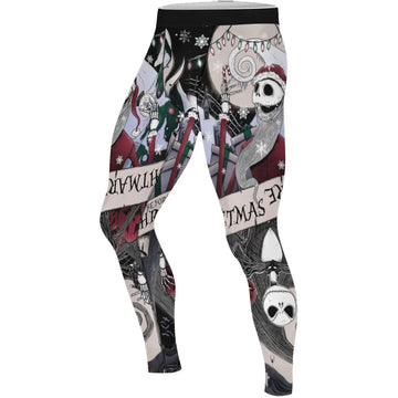 Jack Skellington Nightmare And Christmas Men's Compression Leggings