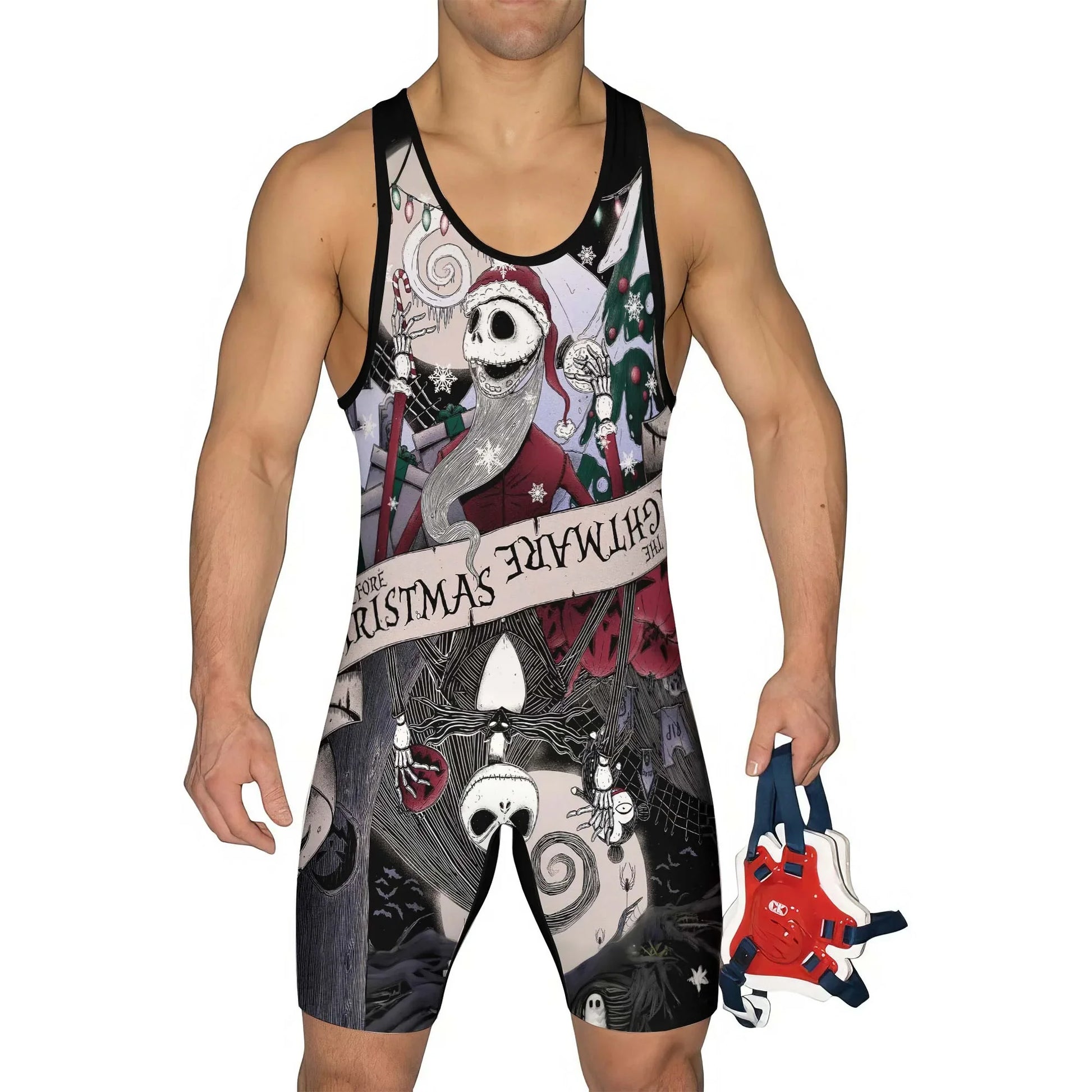 Jack Skellington Nightmare And Christmas Wrestling Singlet