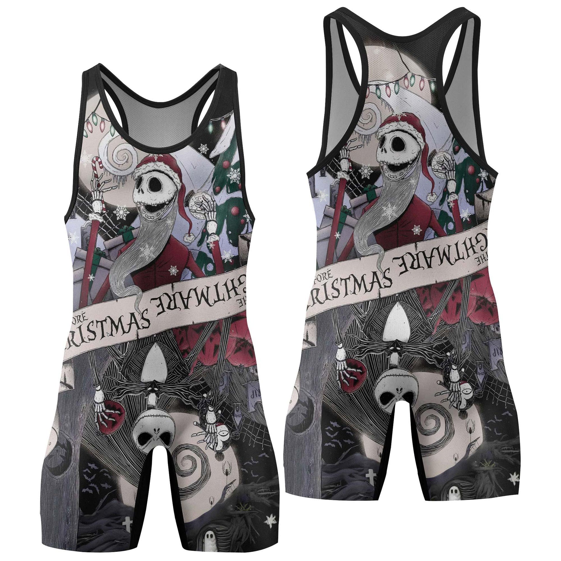 Jack Skellington Nightmare And Christmas Wrestling Singlet