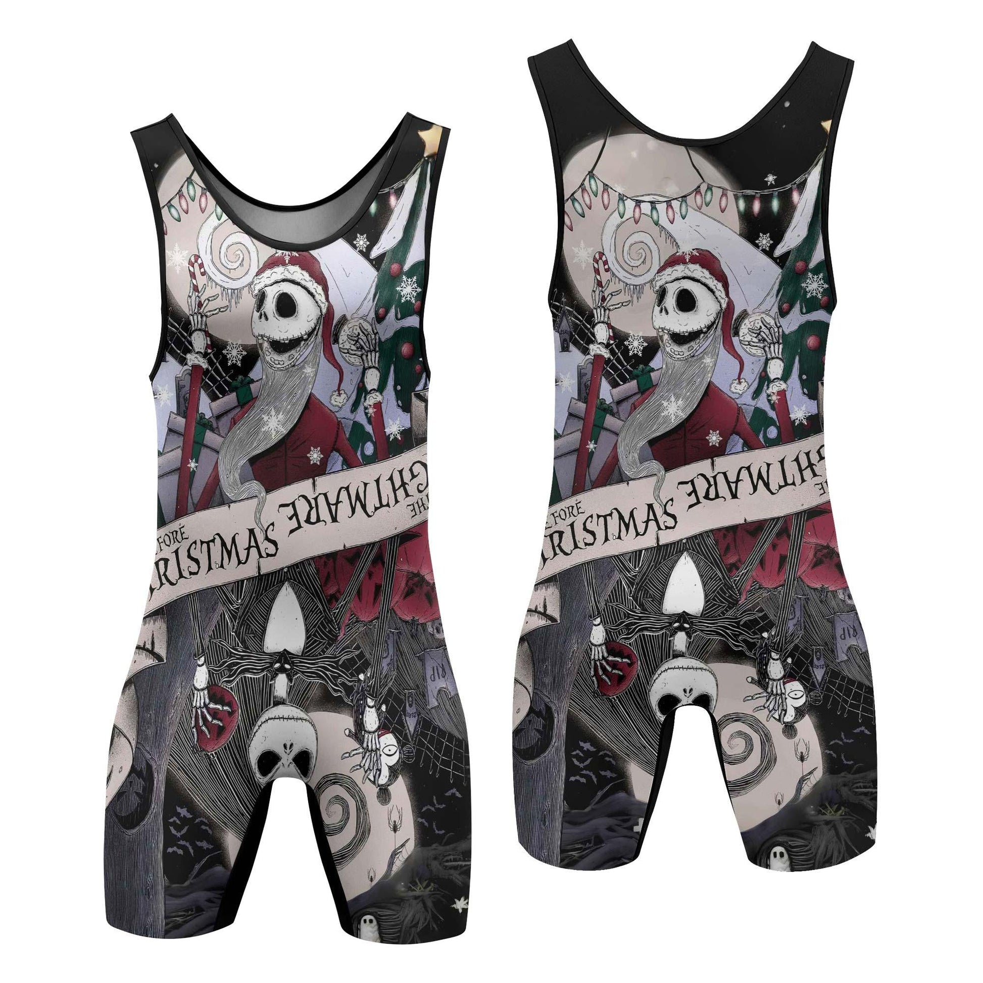 Jack Skellington Nightmare And Christmas Wrestling Singlet