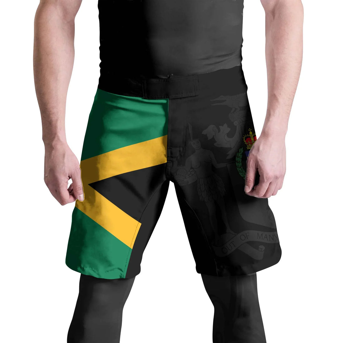 Jamaica Flag Diagonal Split Fight Shorts