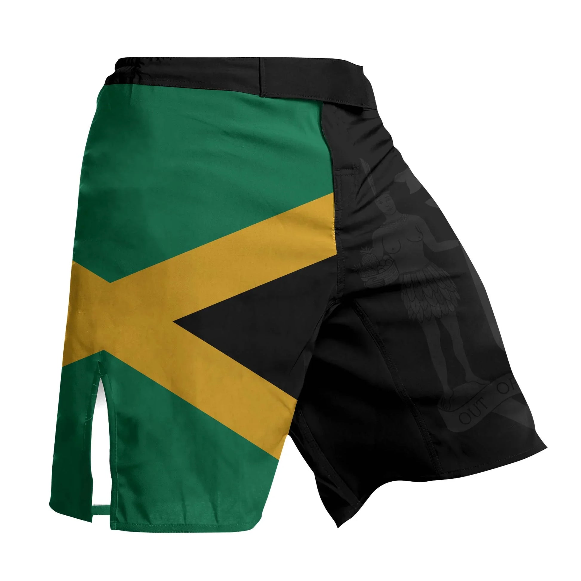 Jamaica Flag Diagonal Split Fight Shorts