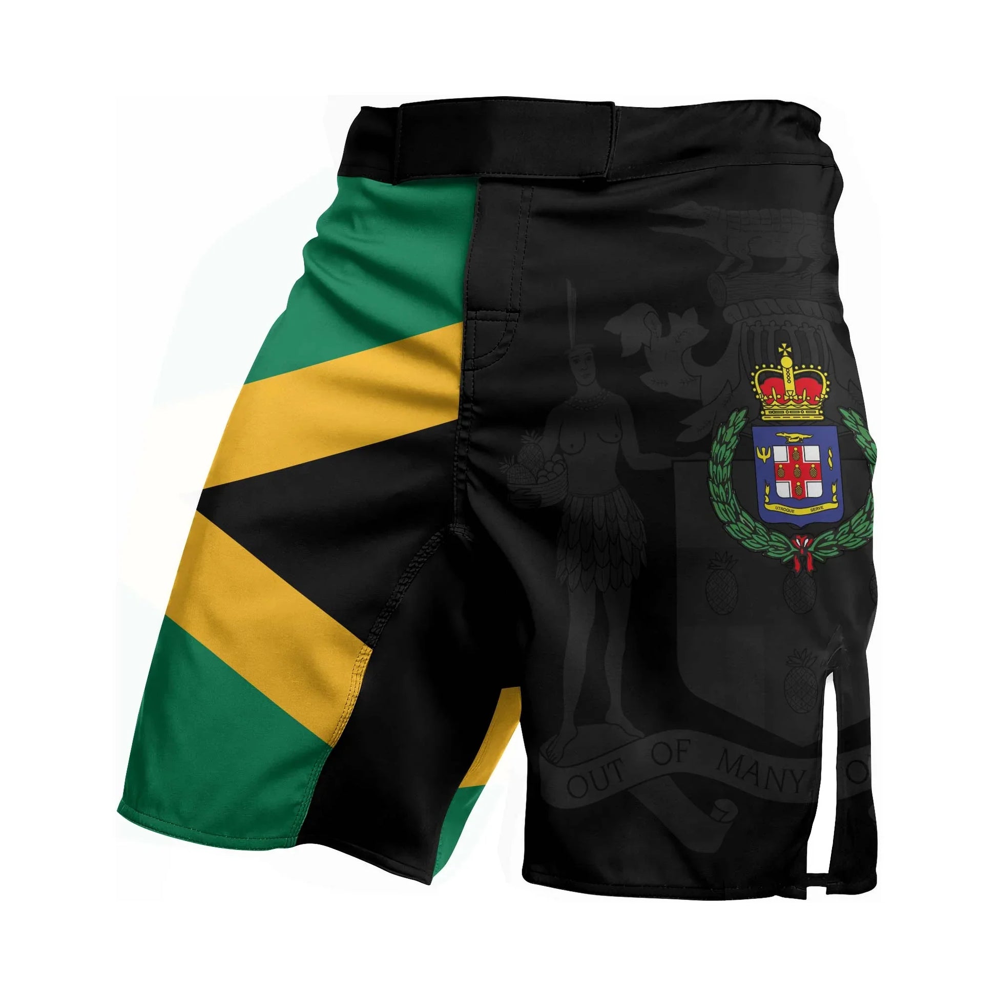 Jamaica Flag Diagonal Split Fight Shorts