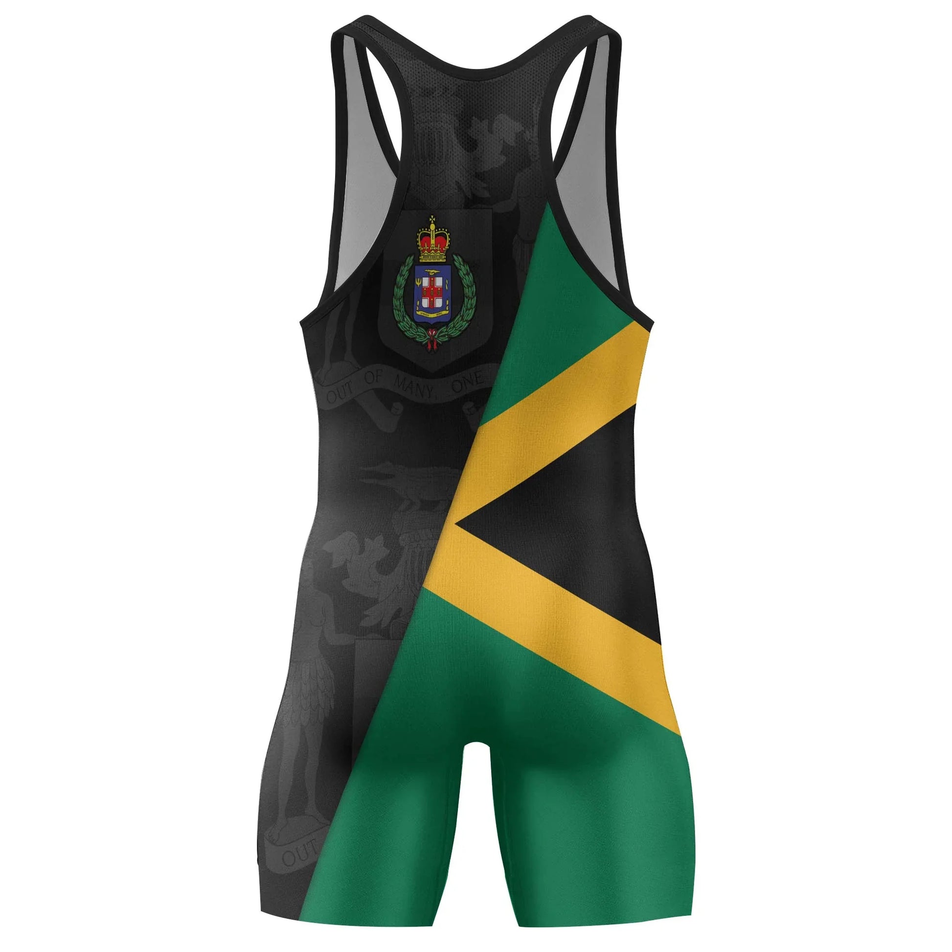 Personalized Jamaica Flag Diagonal Split Wrestling Singlet