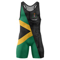 Personalized Jamaica Flag Diagonal Split Wrestling Singlet