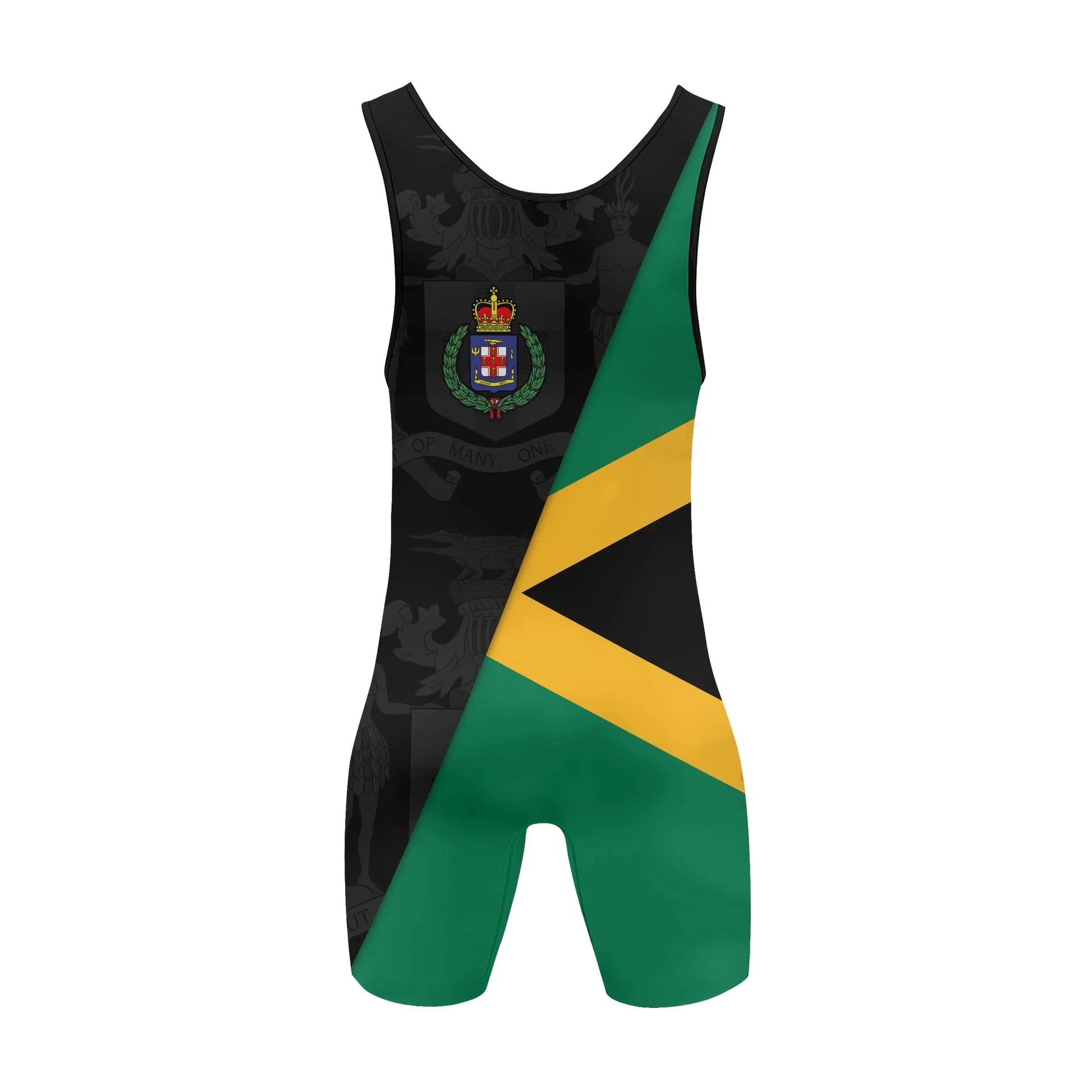 Personalized Jamaica Flag Diagonal Split Wrestling Singlet