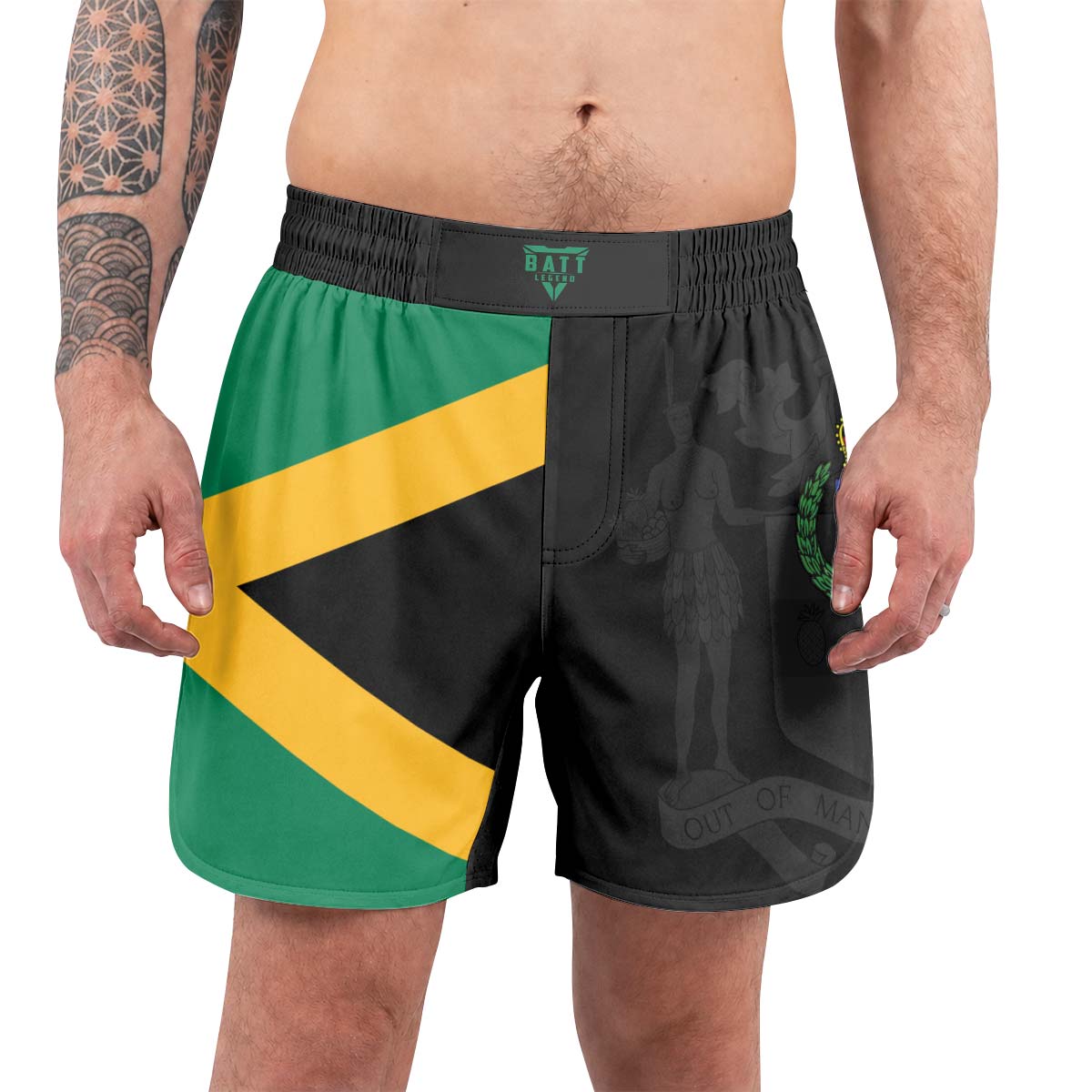 Jamaica Flag Diagonal Split Grappling Shorts