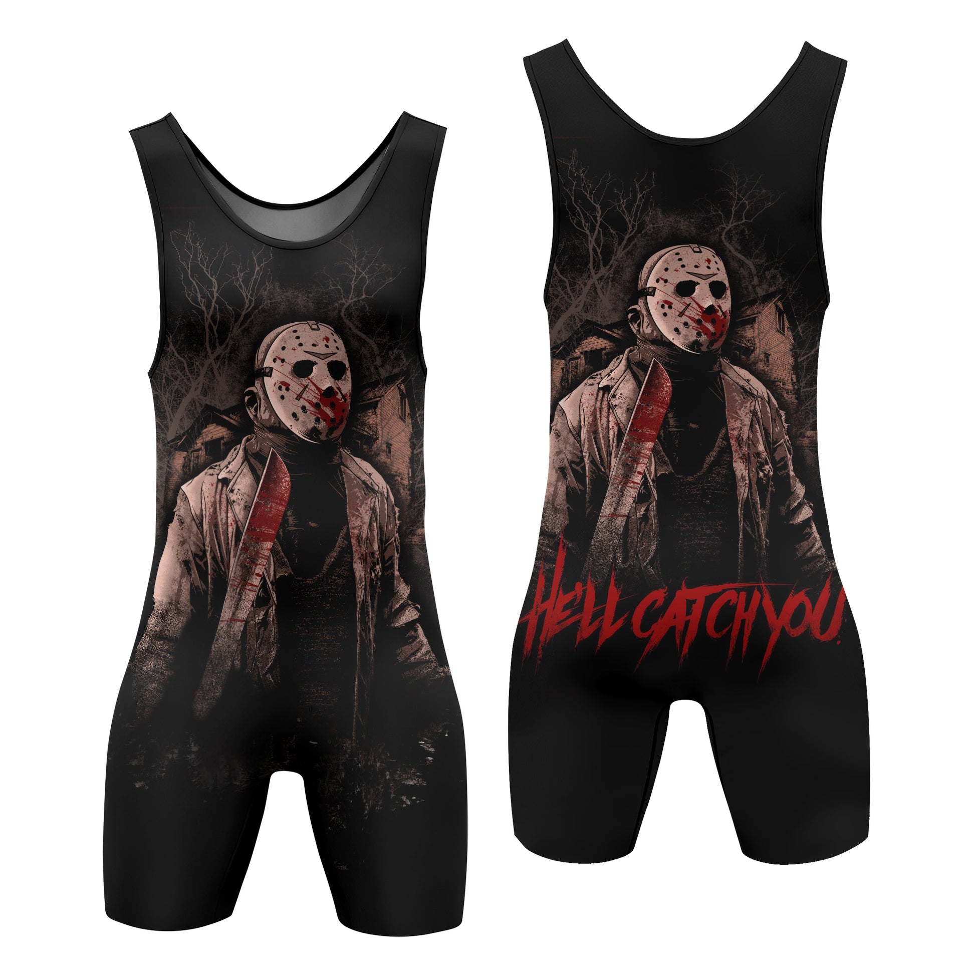 Jason Voorhees Hell Catch You Wrestling Singlet