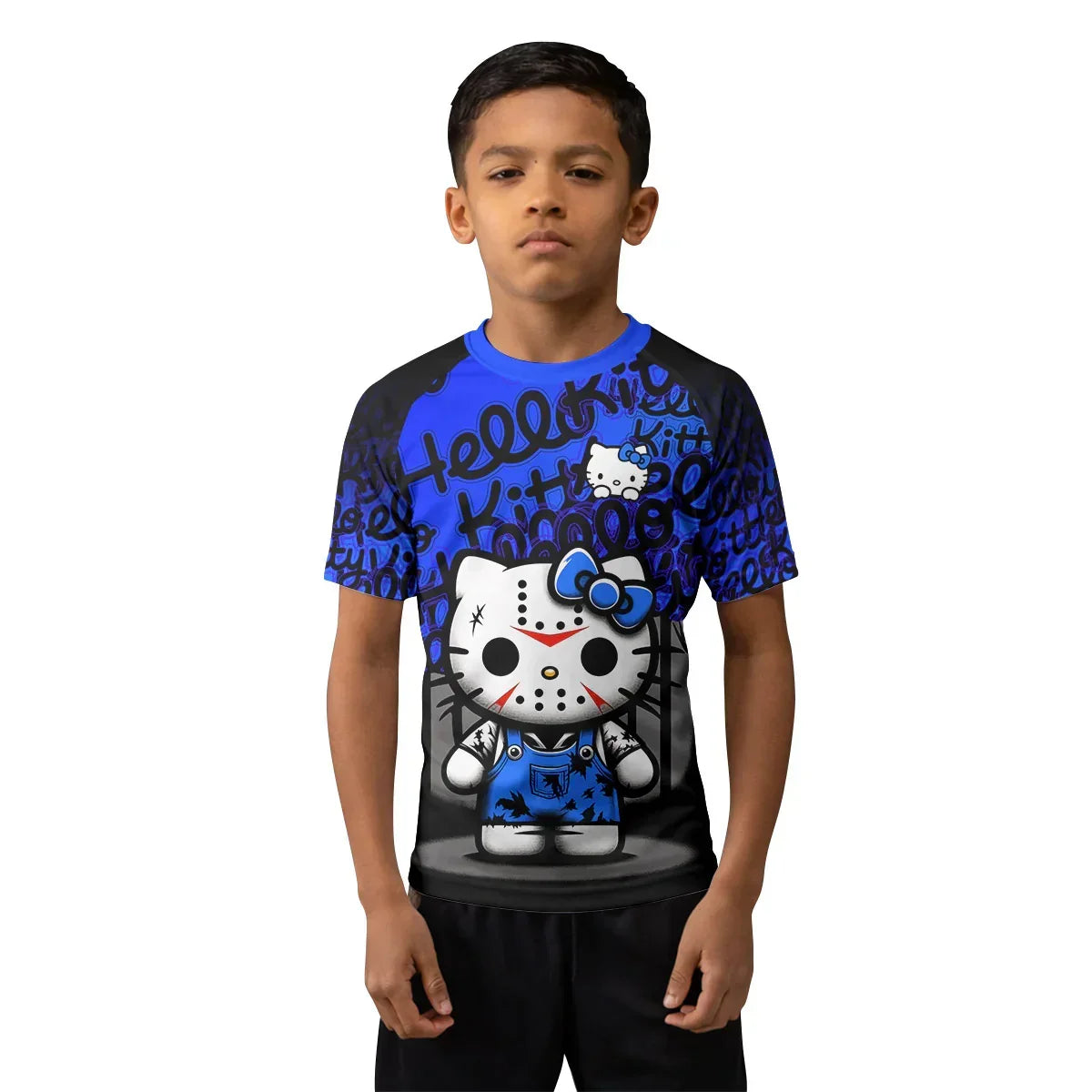 Jason Voorhees Kitty Blue Kids Rash Guard