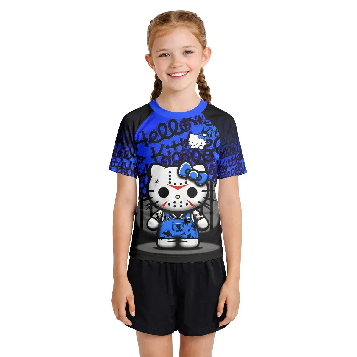Jason Voorhees Kitty Blue Kids Rash Guard