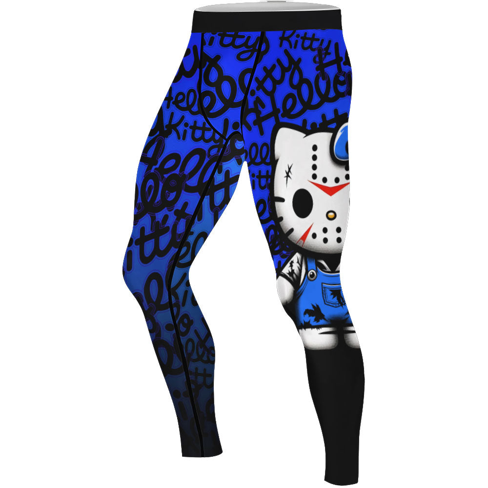 Jason Voorhees Kitty Blue Men's Compression Leggings
